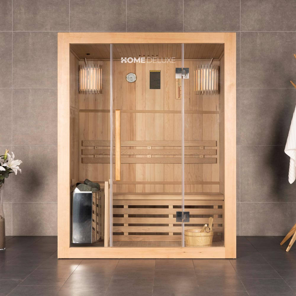Traditionelle Sauna SKYLINE L - 150 x 120 cm für 3 Personen