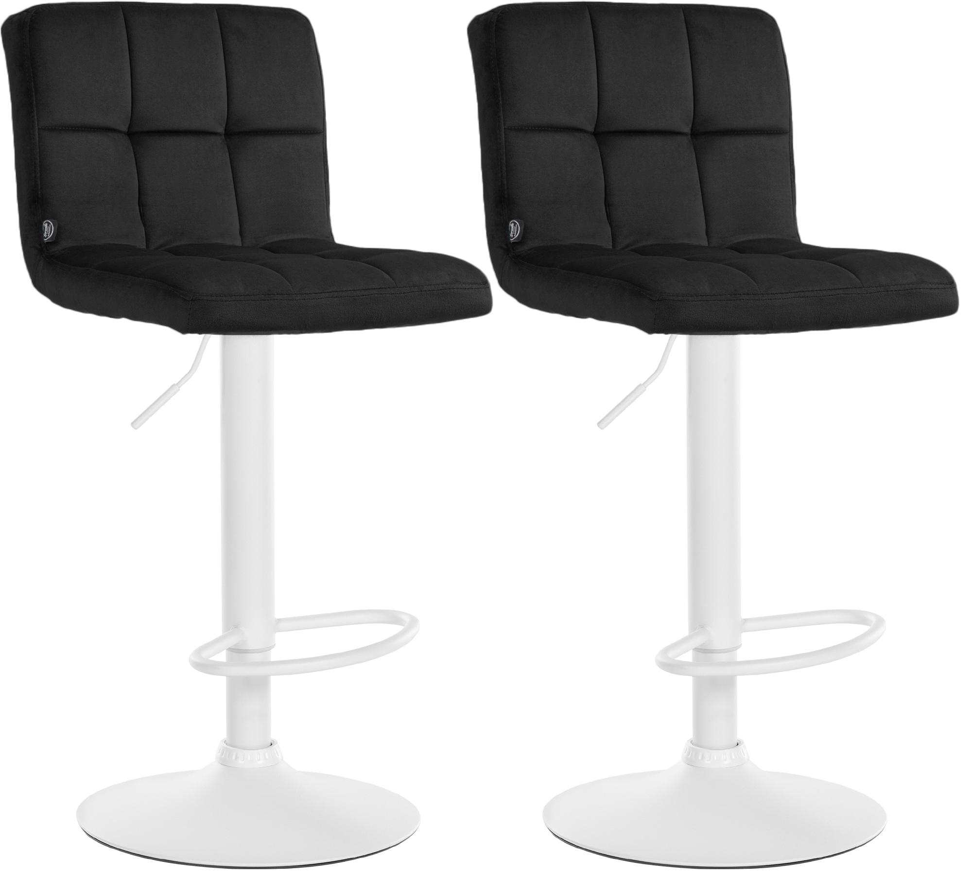 2er Set Barhocker Peru Samt weiß, schwarz