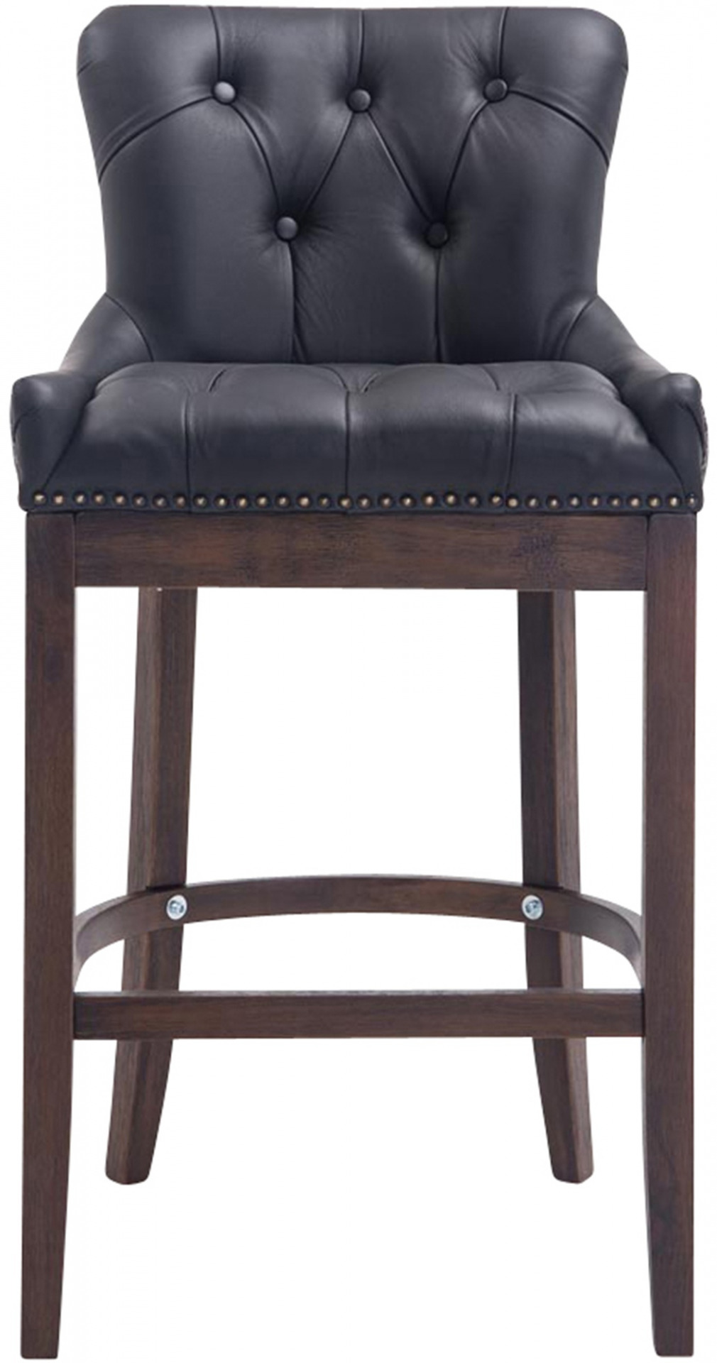 Barhocker Lakewood Echtleder, Antik, schwarz