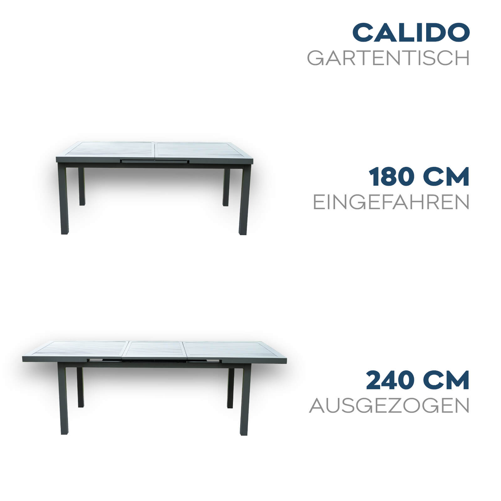 Ausziehbarer Gartentisch CALIDO - 240-180 x 97,5 cm