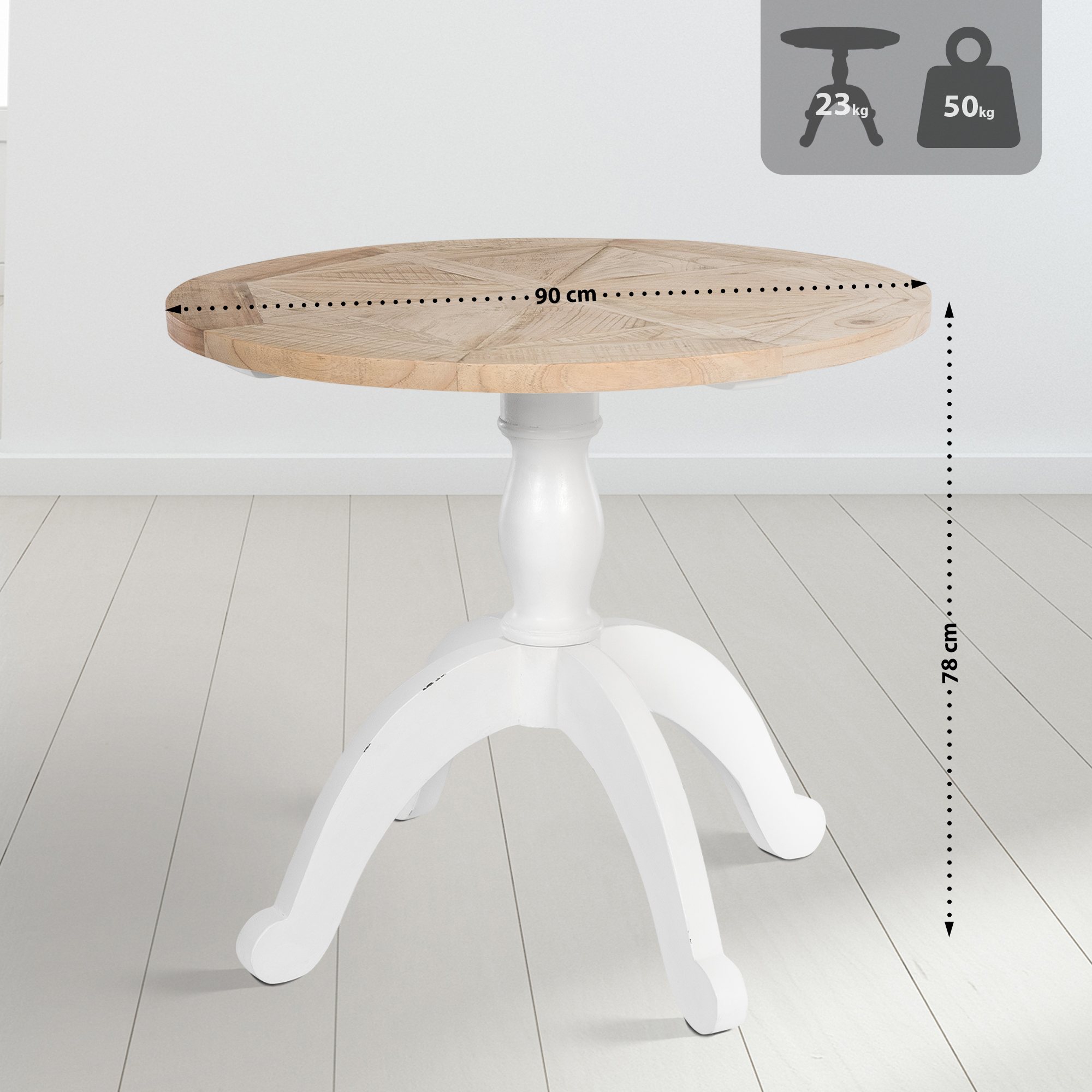 Esstisch Roswell 90 cm, natura/weiß