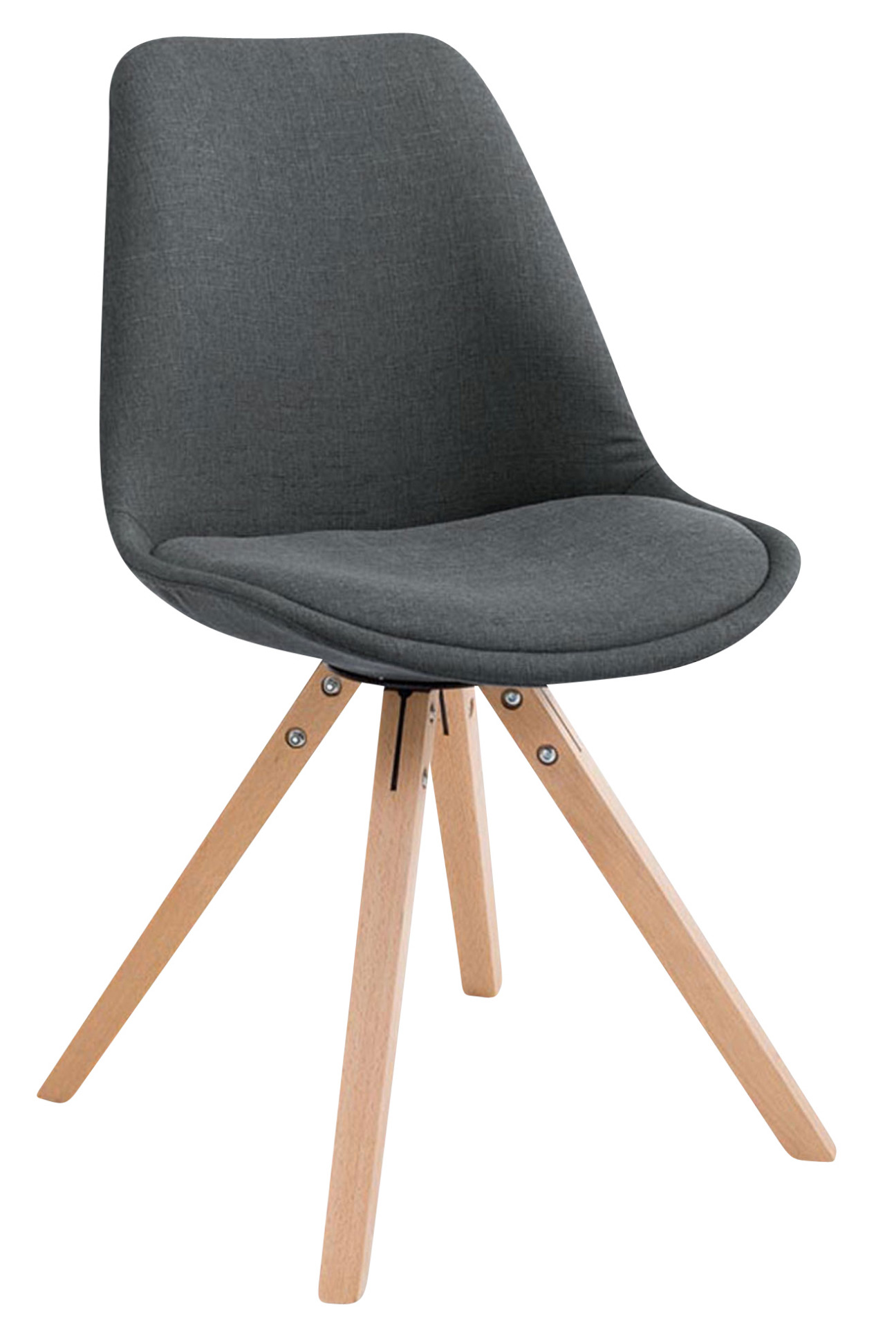 4er Set Besucherstuhl Toulouse Stoff Square Natura, dunkelgrau