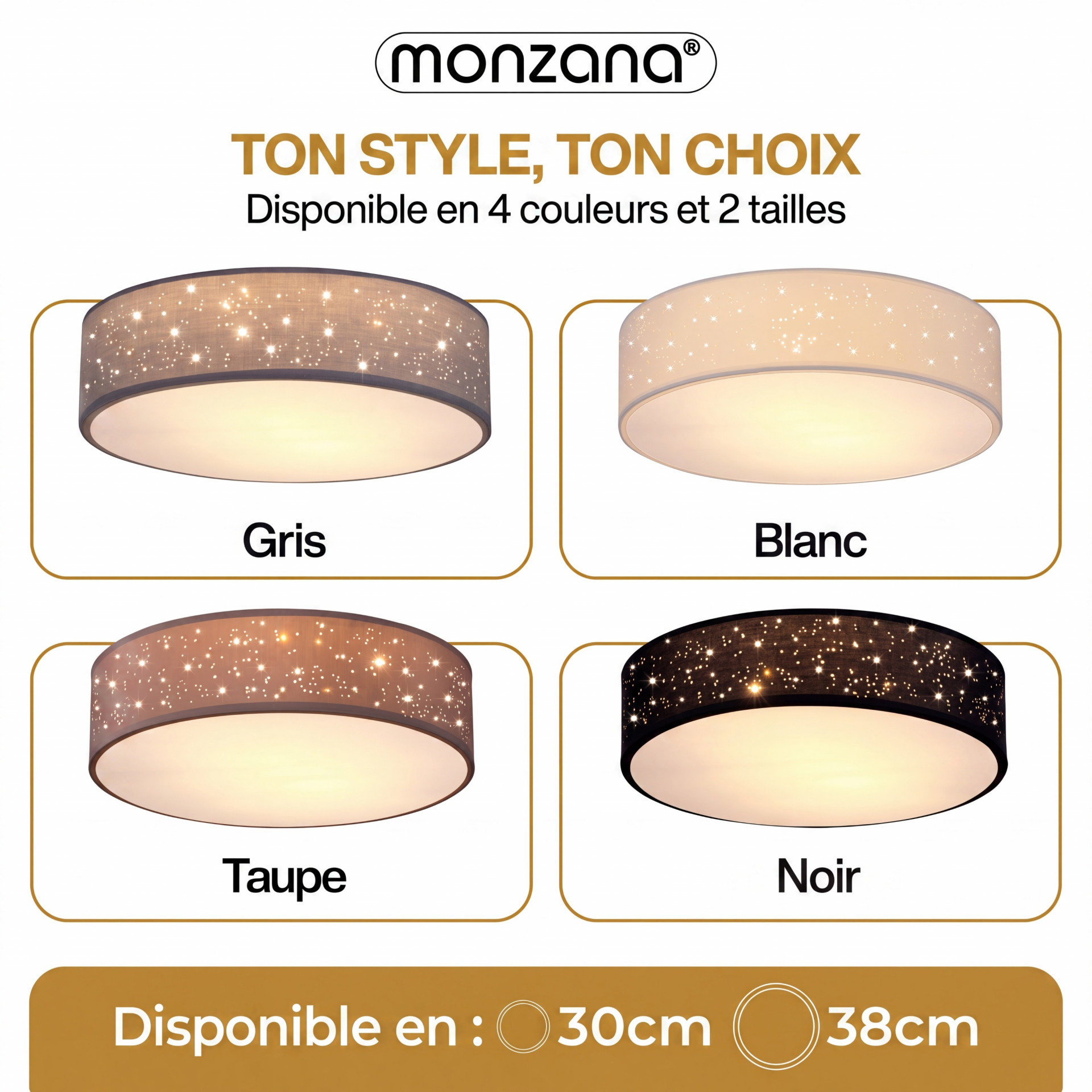 Deckenlampe Grau Stoff Ø30cm Sternenhimmel