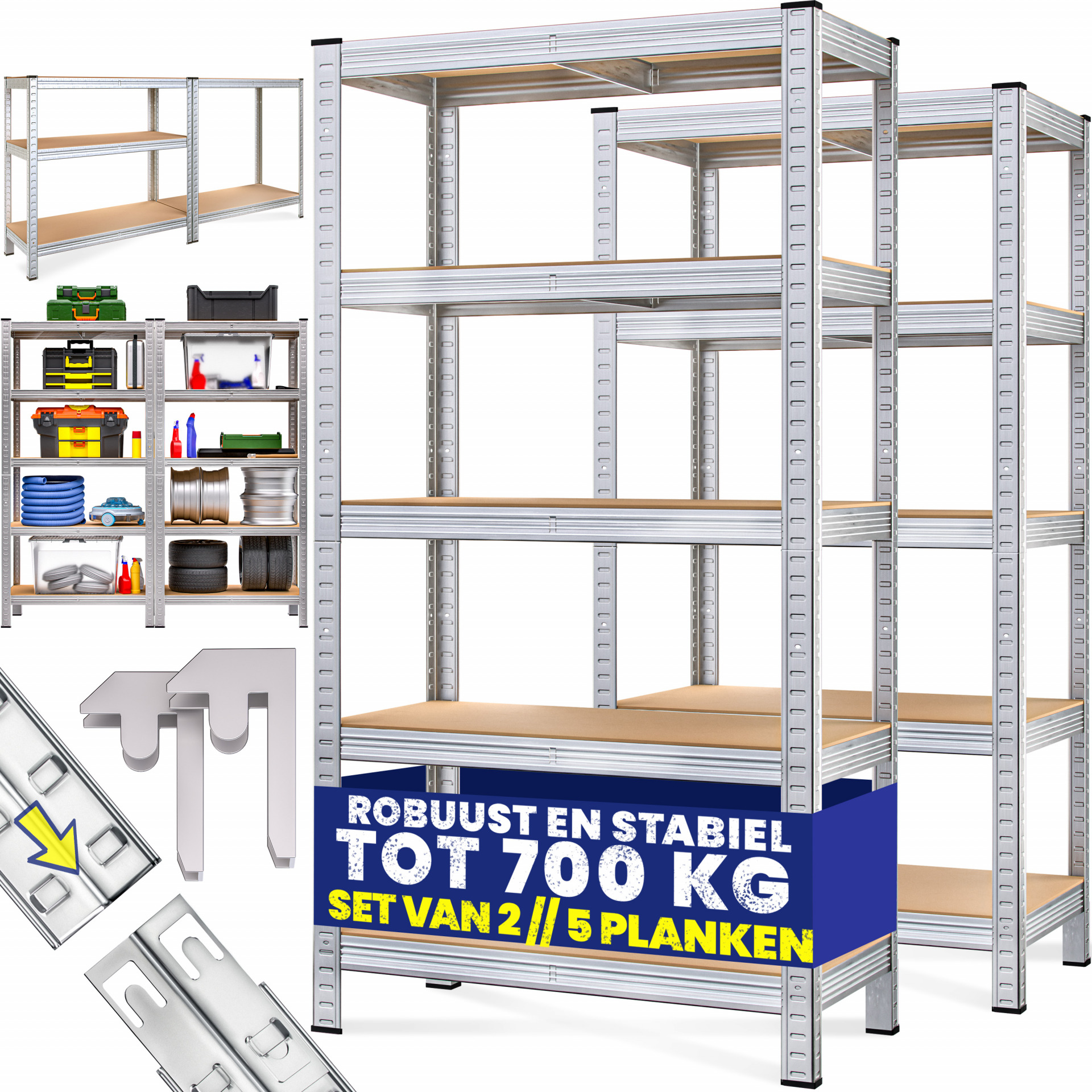 Schwerlastregal 2er-Set 170x75x30cm verzinkt 350kg