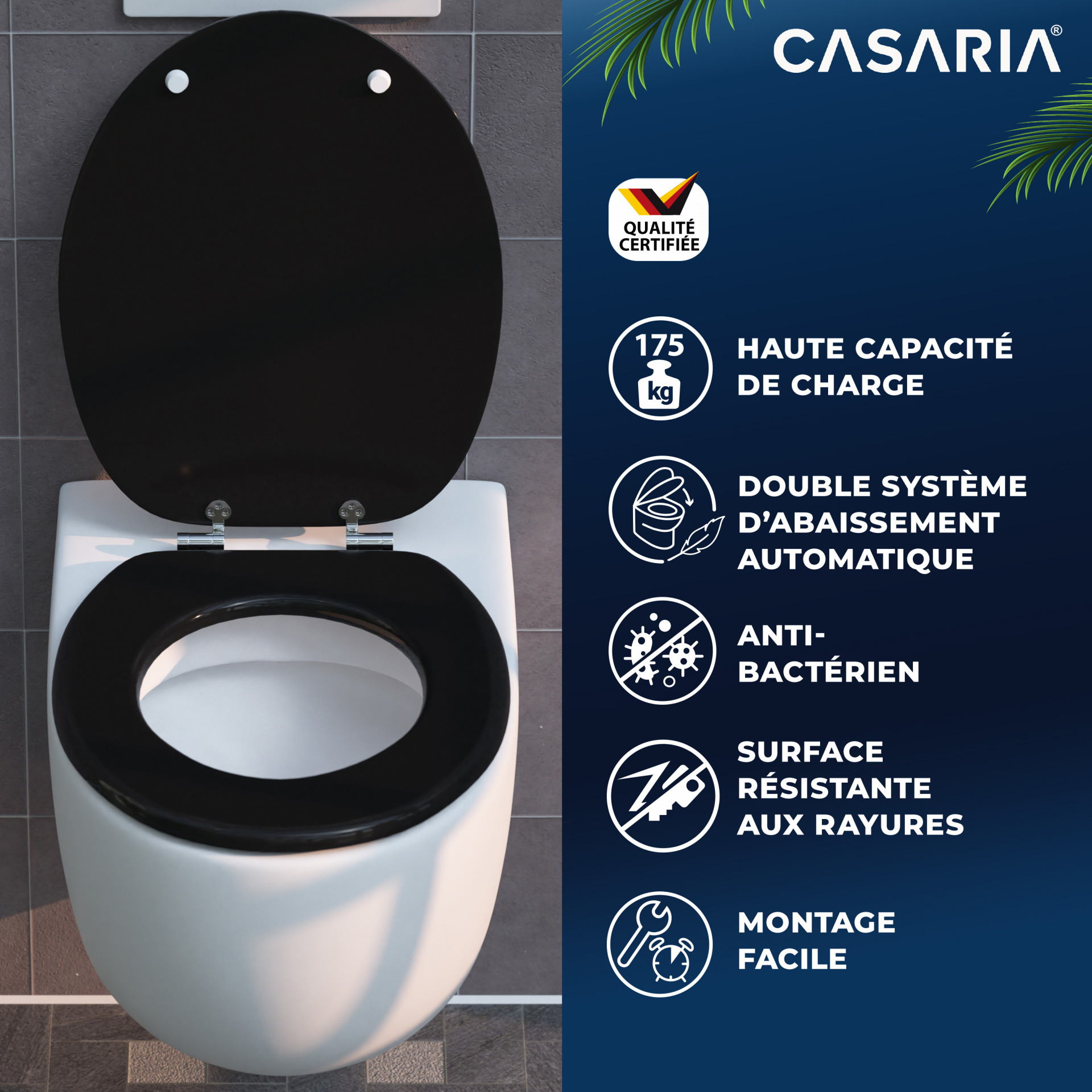 Toilettensitz Schwarz mit Absenkautomatik