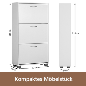 Schuhschrank mit 3 Klappen Weiß
