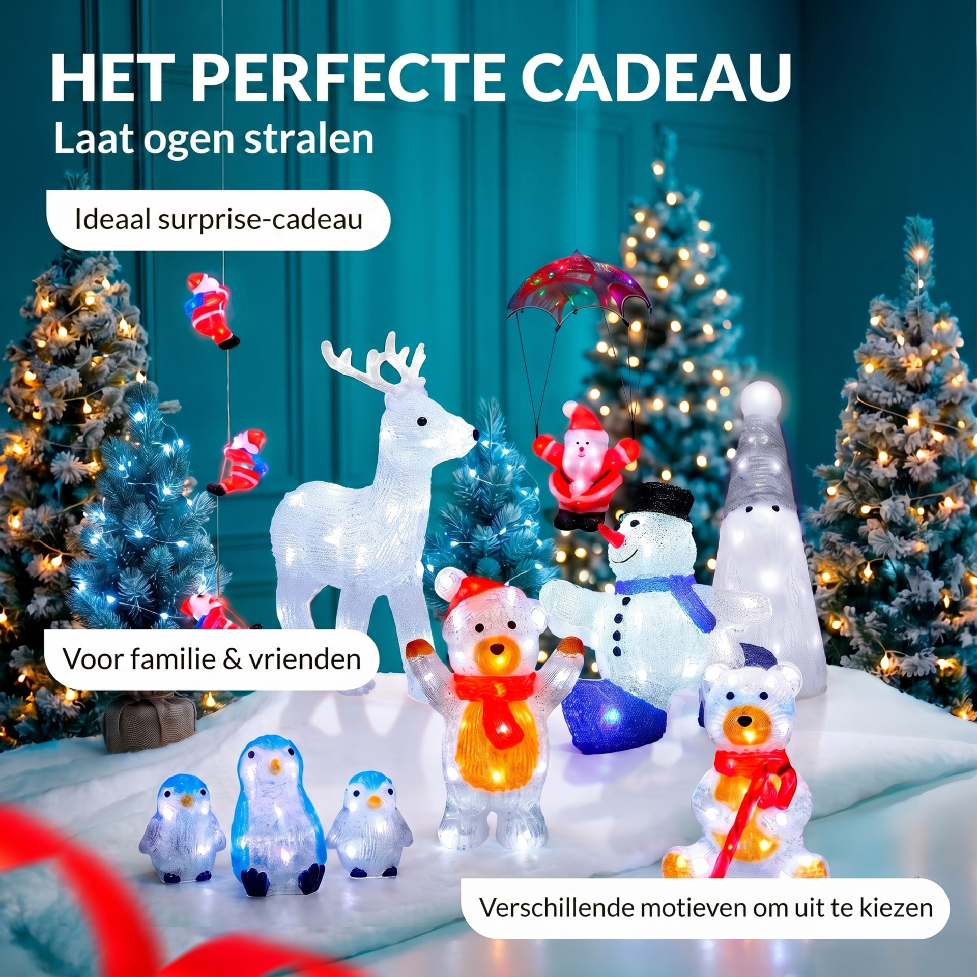 LED Acryl Figur Weihnachten Teddy stehend