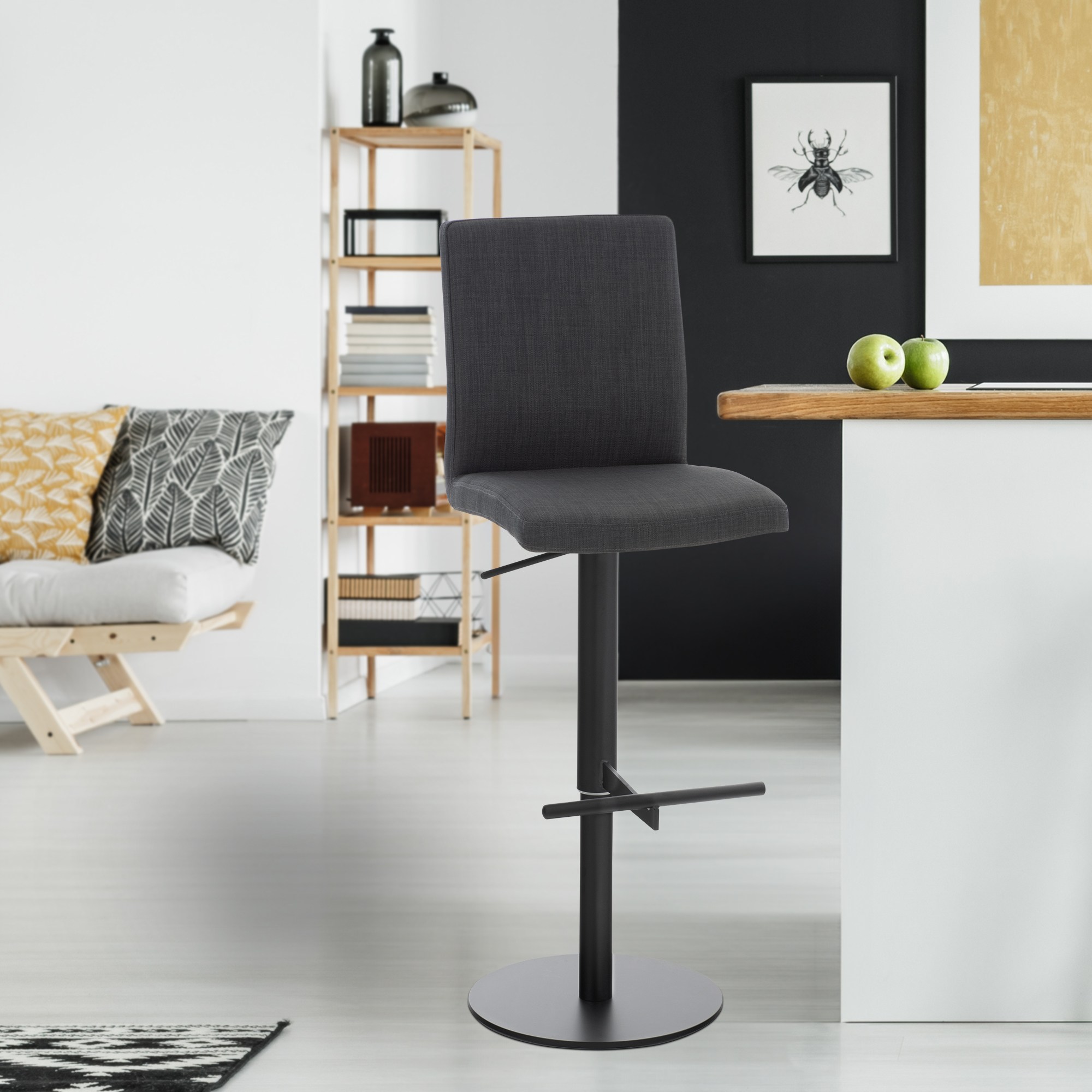 Barhocker Cadiz Stoff schwarz, dunkelgrau