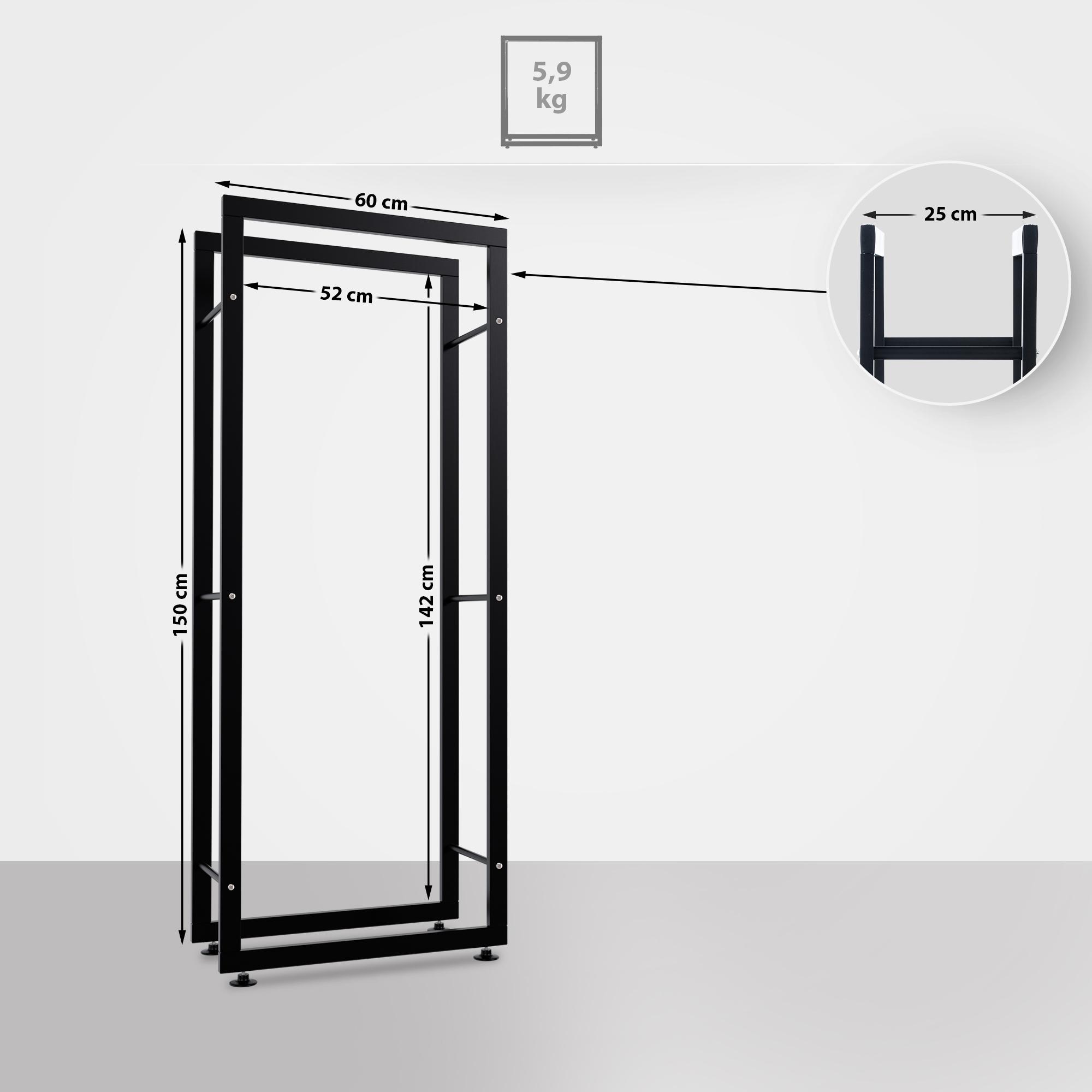 Kaminholzständer Keri V2 25x60x150, schwarz