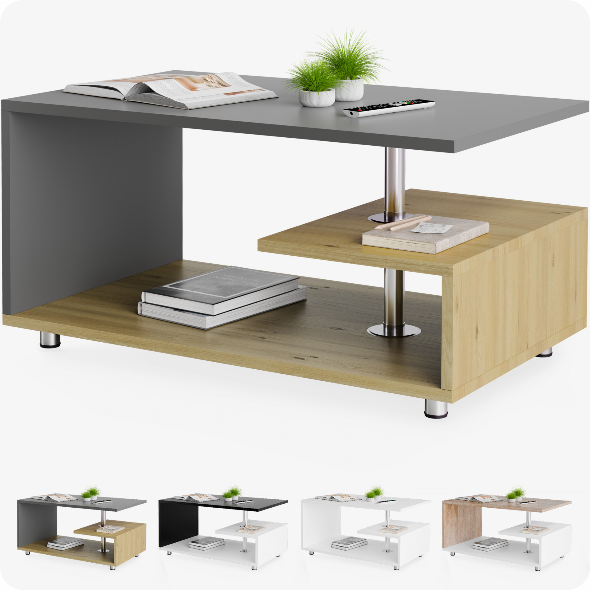 Couchtisch Orlando Holz/Grau 95x55x50cm