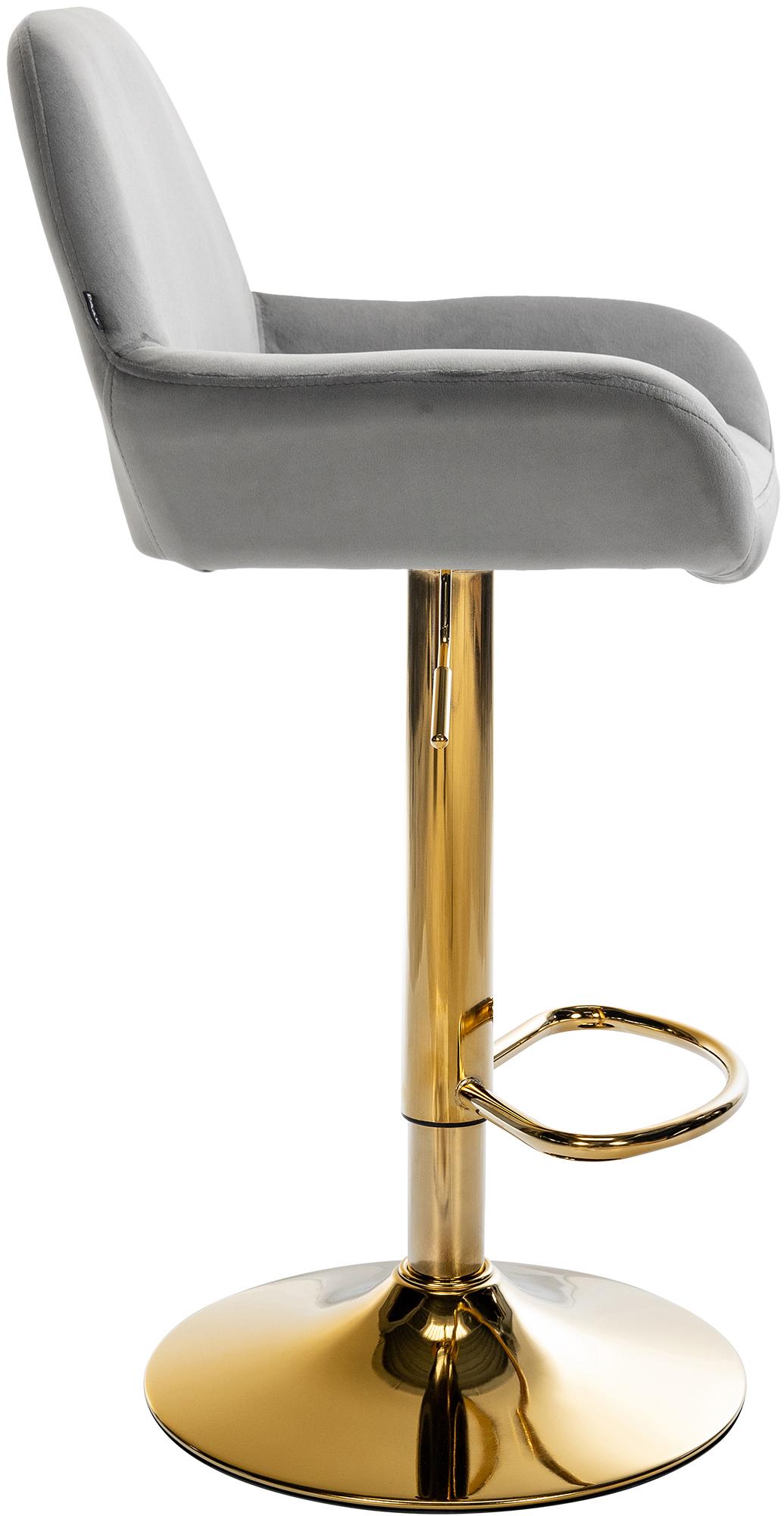 2er Set Barhocker Braga Gold Samt, grau