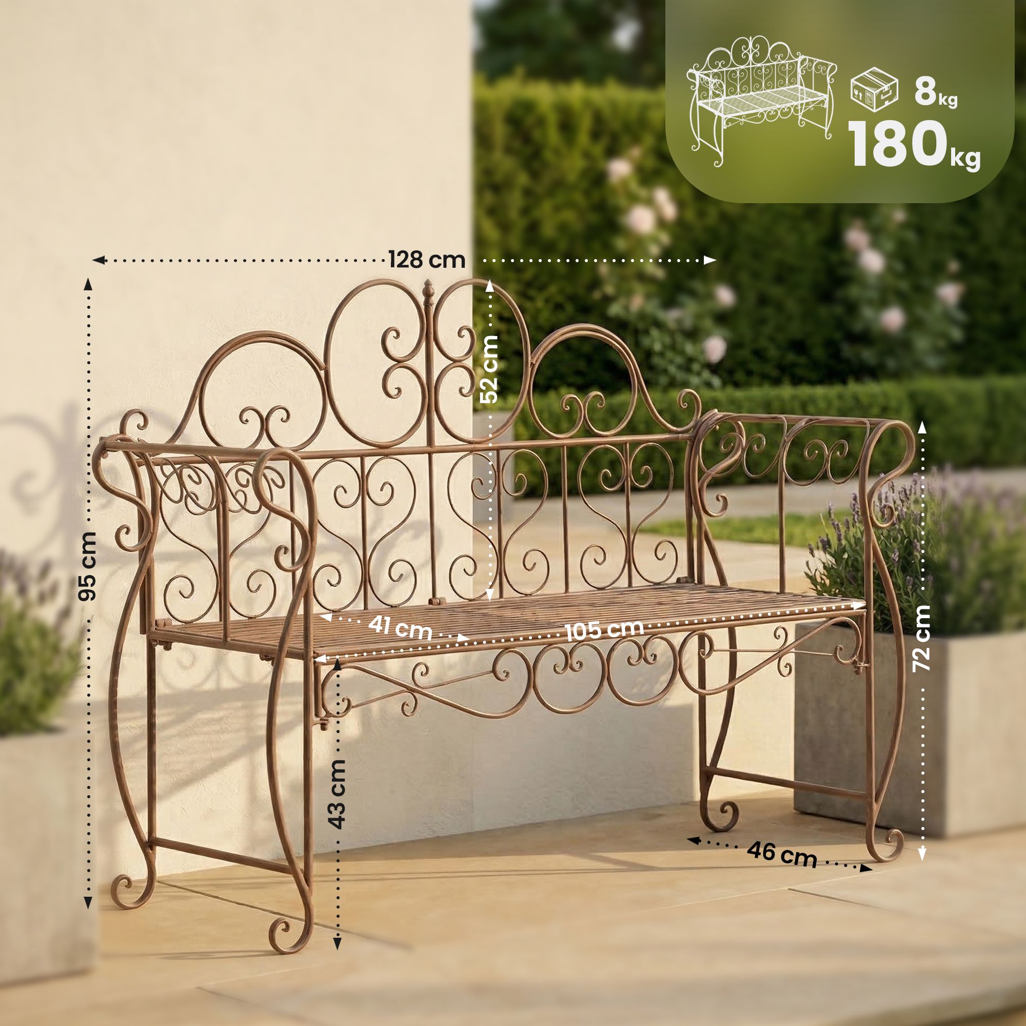 Gartenbank Minna, antik braun