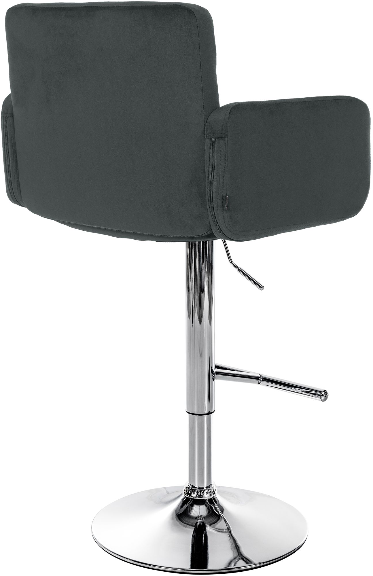 2er Set Barhocker Los Angeles Samt chrom, dunkelgrau