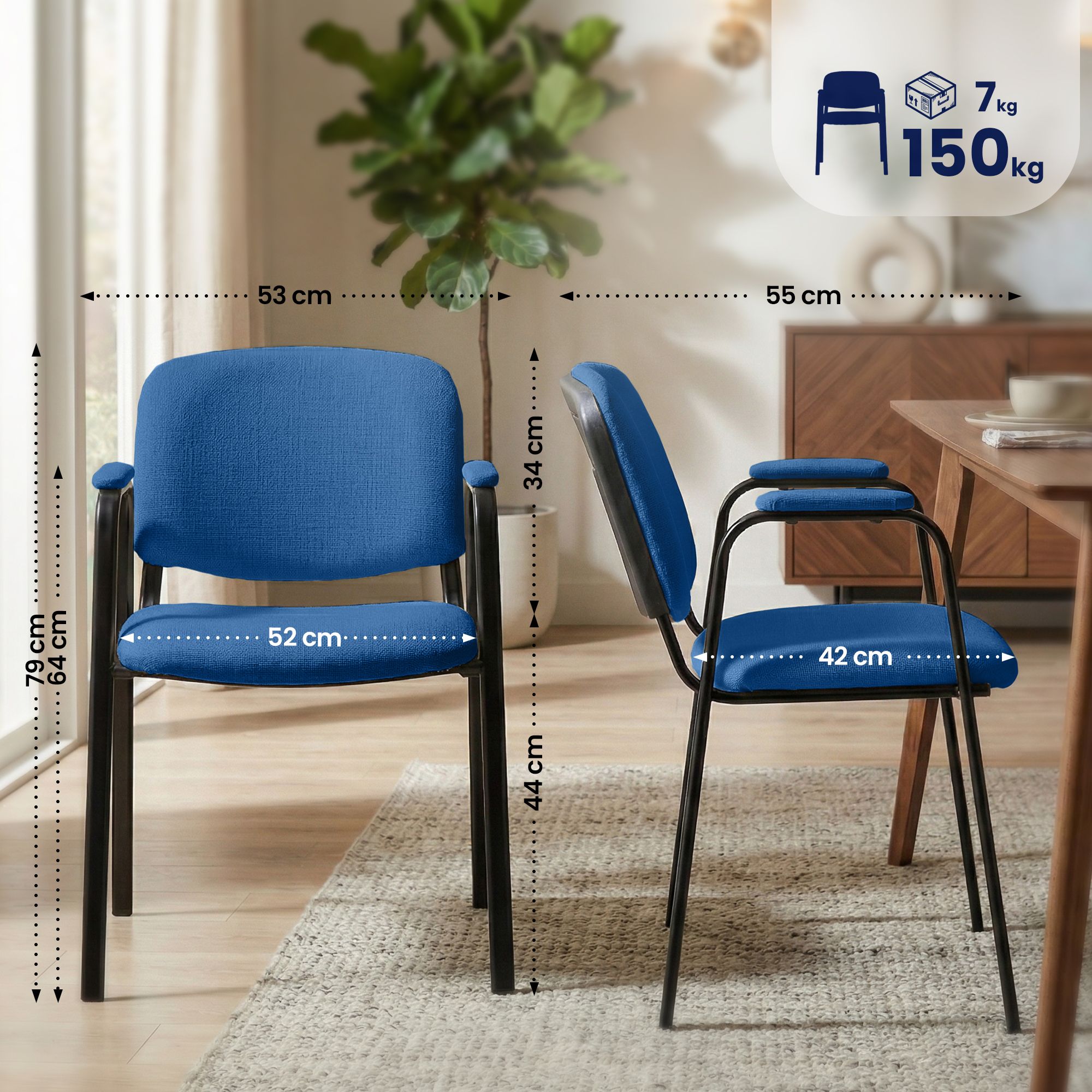 Besucherstuhl Ken PRO Stoff, blau