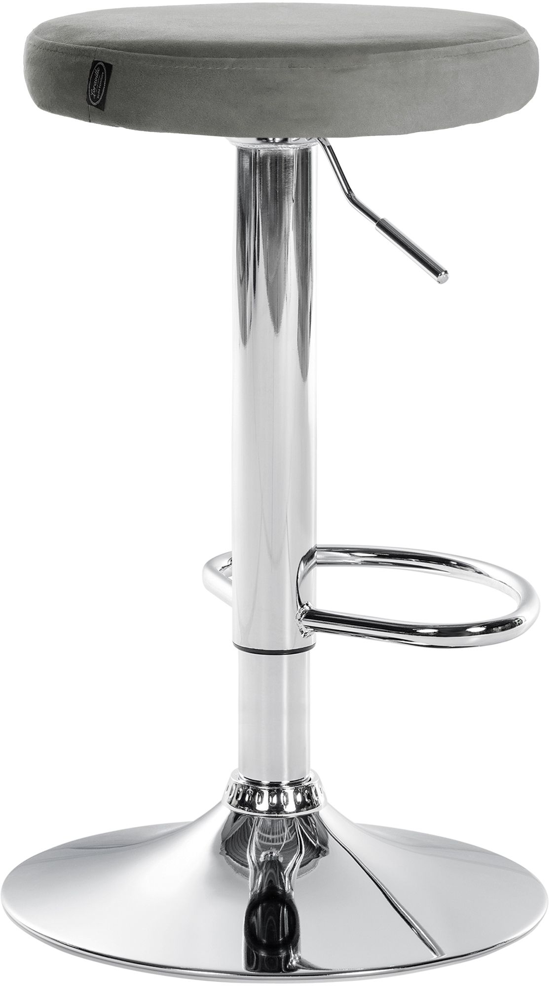 2er Set Barhocker Ponte Samt chrom, grau