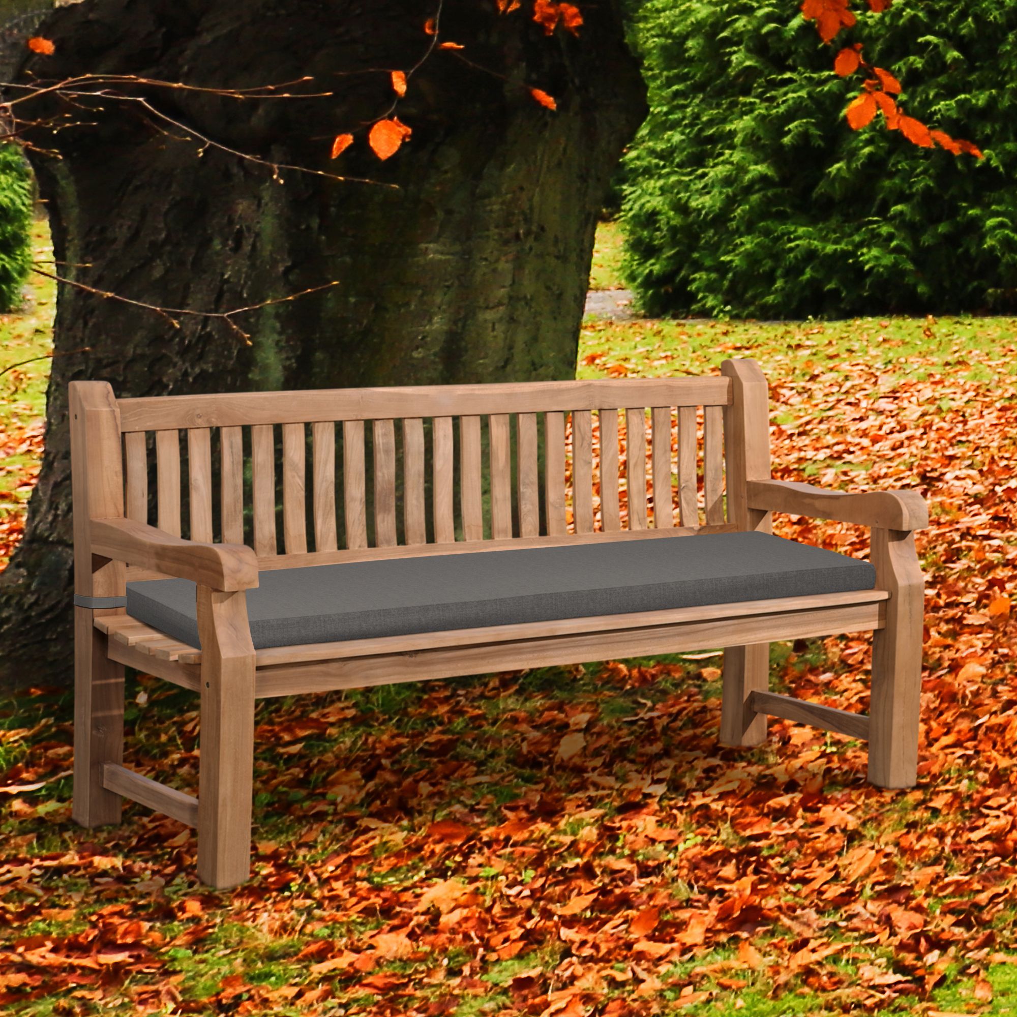 Teakbank Daxon mit Sitzkissen 180 cm, dunkelgrau