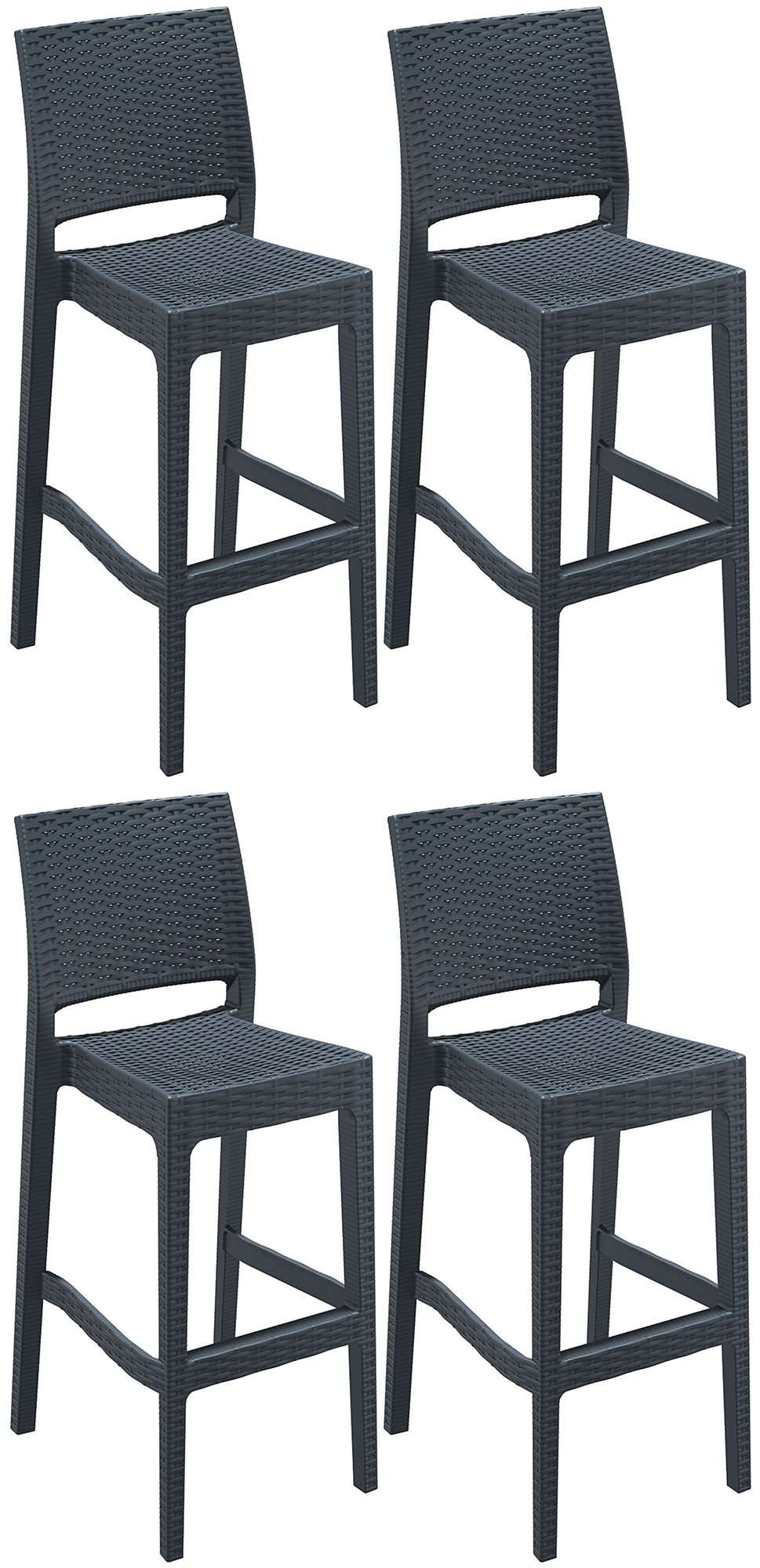 4er Set Barhocker Jamaica, dunkelgrau