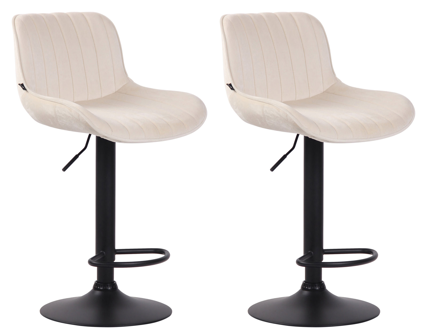 2er Set Barhocker Lentini Samt schwarz, creme