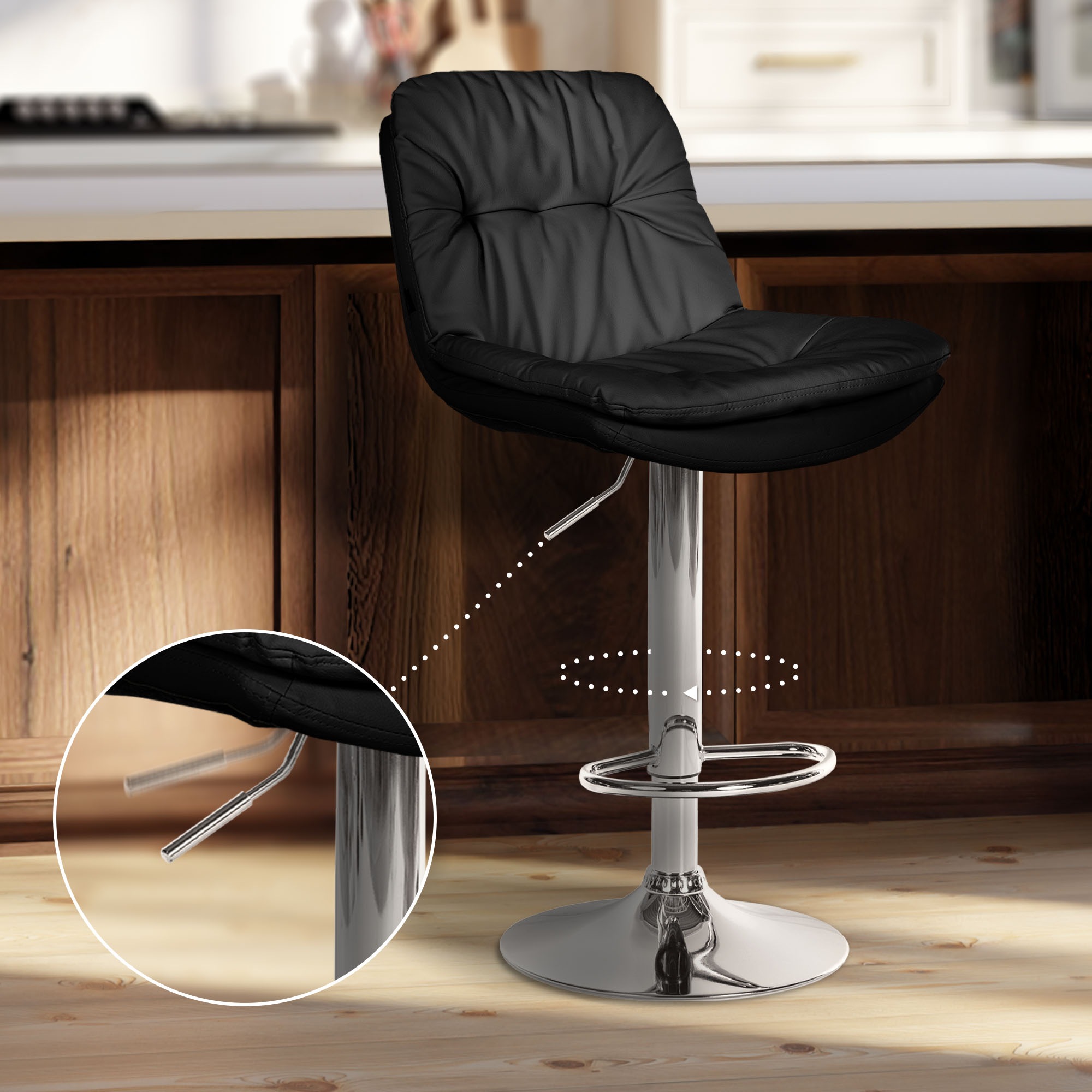 Barhocker Laurel Kunstleder chrom, schwarz