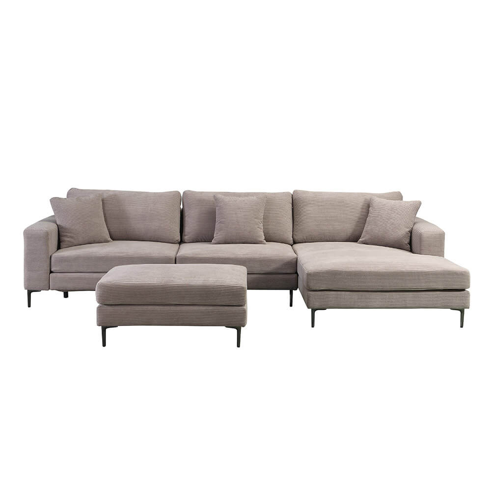 Sofa BELLANO L - 340 x 188 cm Rechts Cord Beige