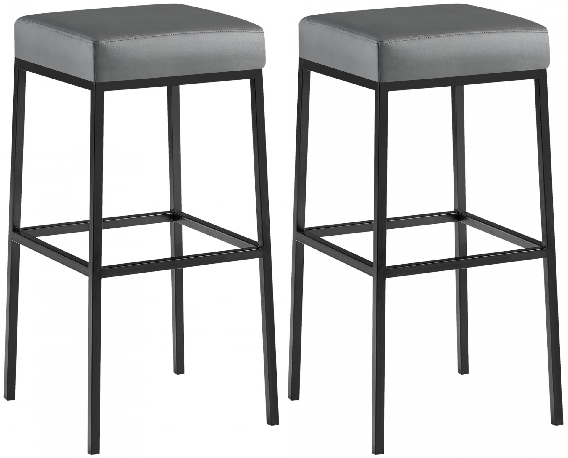 2er Set Barhocker Montreal 80 Kunstleder schwarz, grau