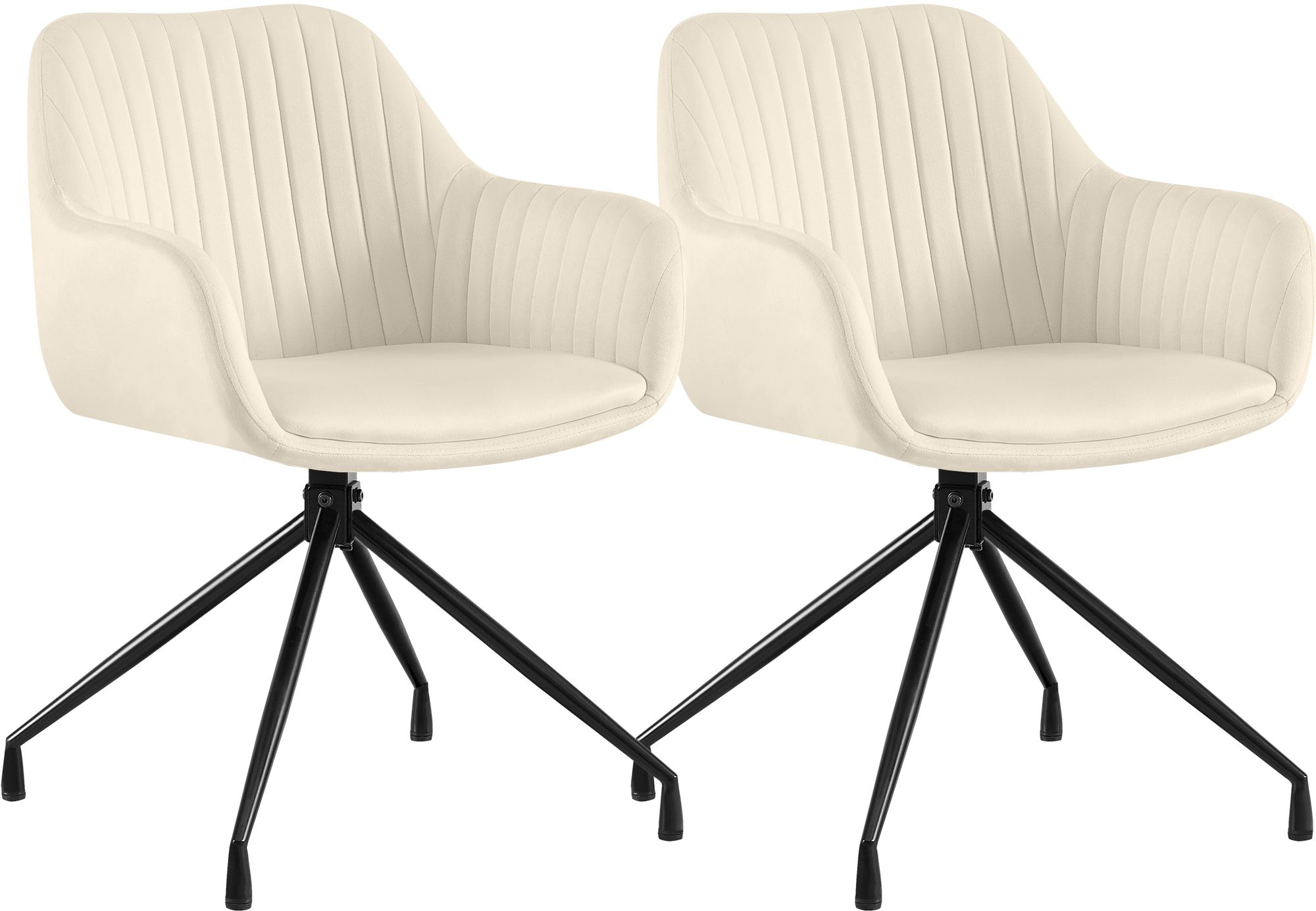 2er Set Esszimmerstuhl Welby Samt, creme