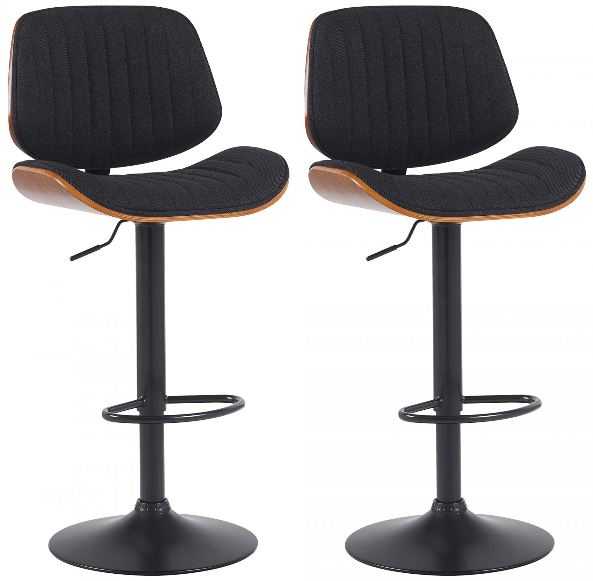 2er Set Barhocker Clawson Stoff schwarz, walnuss/schwarz