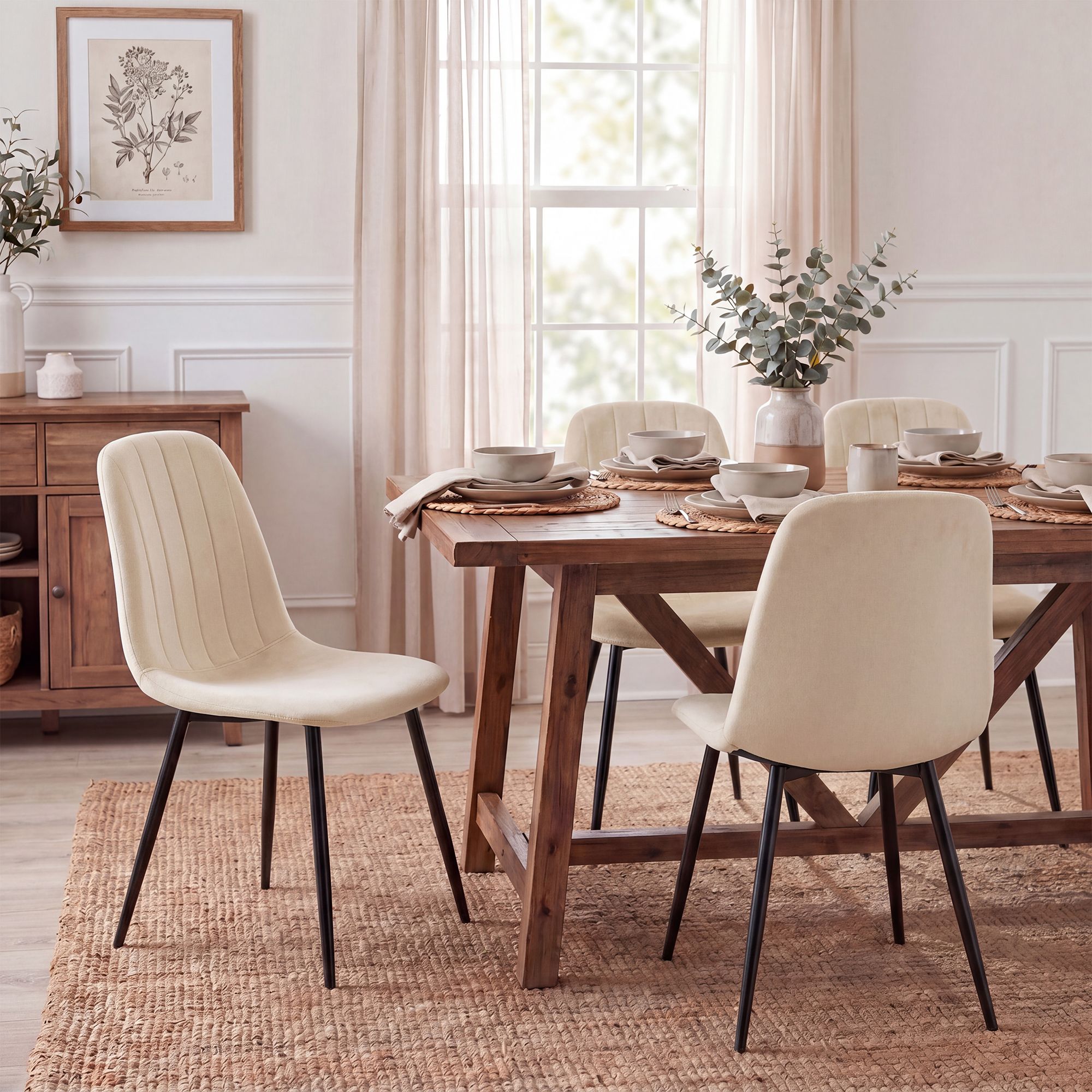 Esszimmerstuhl Baxter Samt, creme