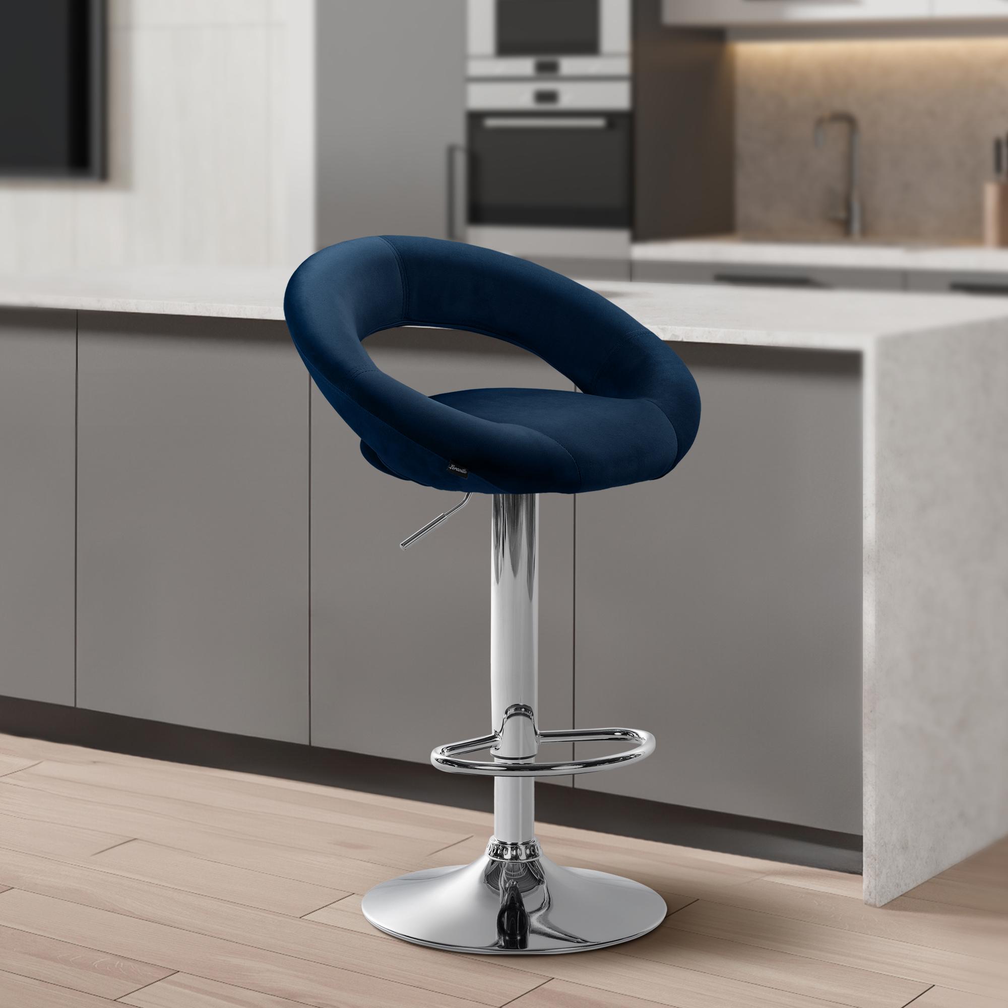 Barhocker Olinda Samt chrom, blau