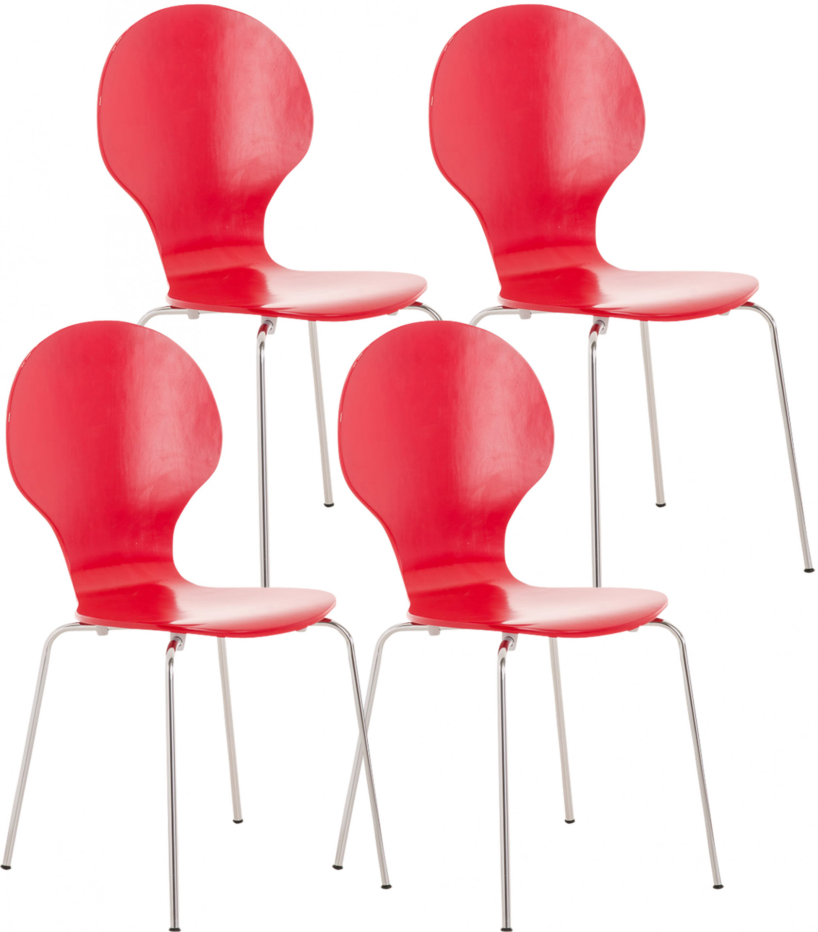 4er Set Besucherstuhl Diego, rot