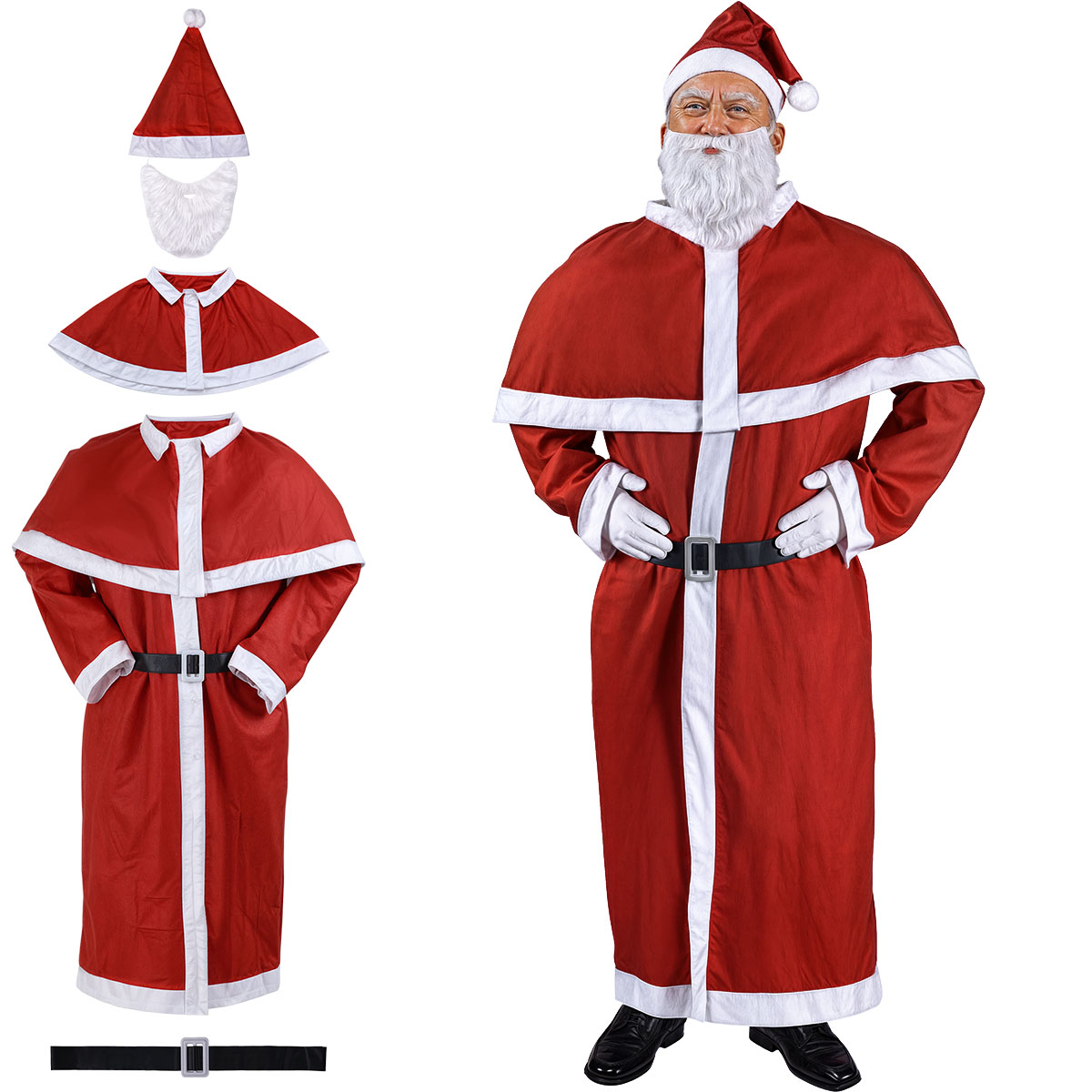 Weihnachtsmann-Kostüm 5-tlg