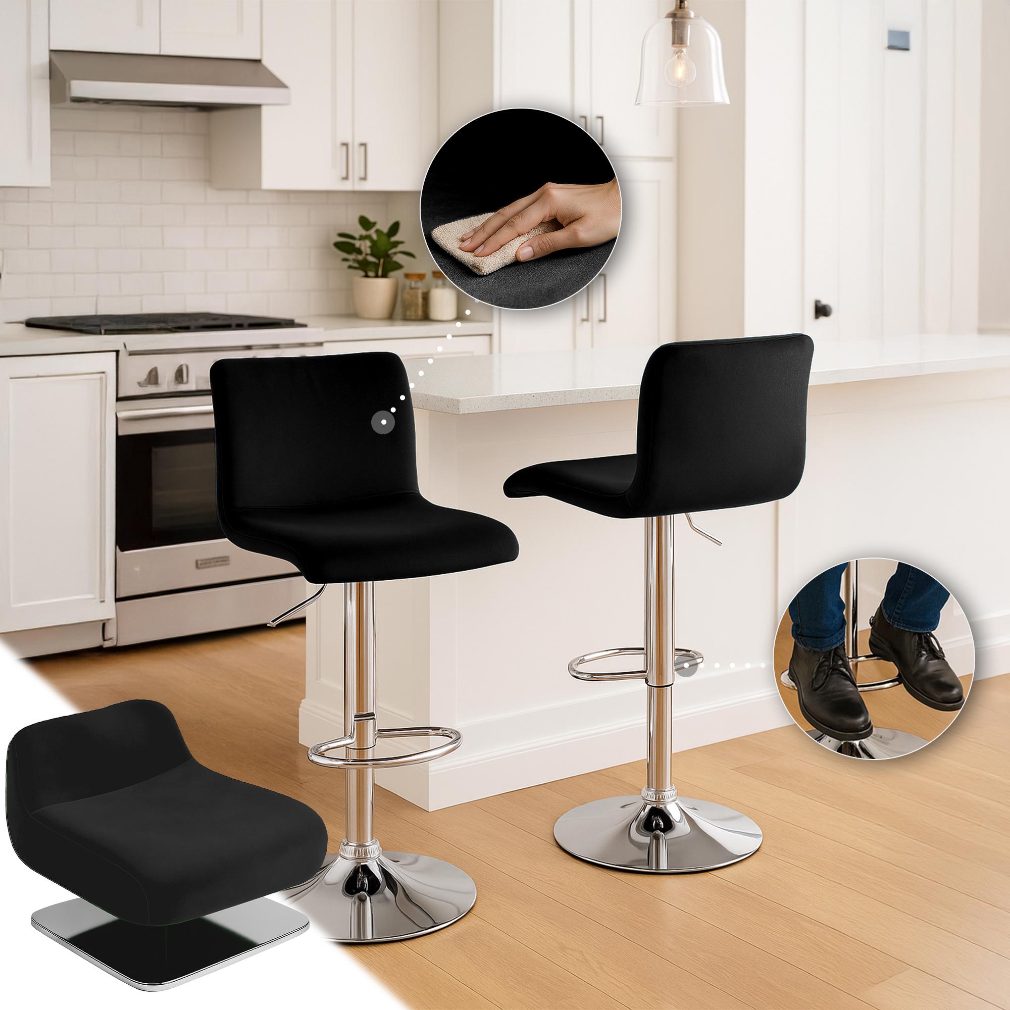 Barhocker Hoover Samt C, schwarz