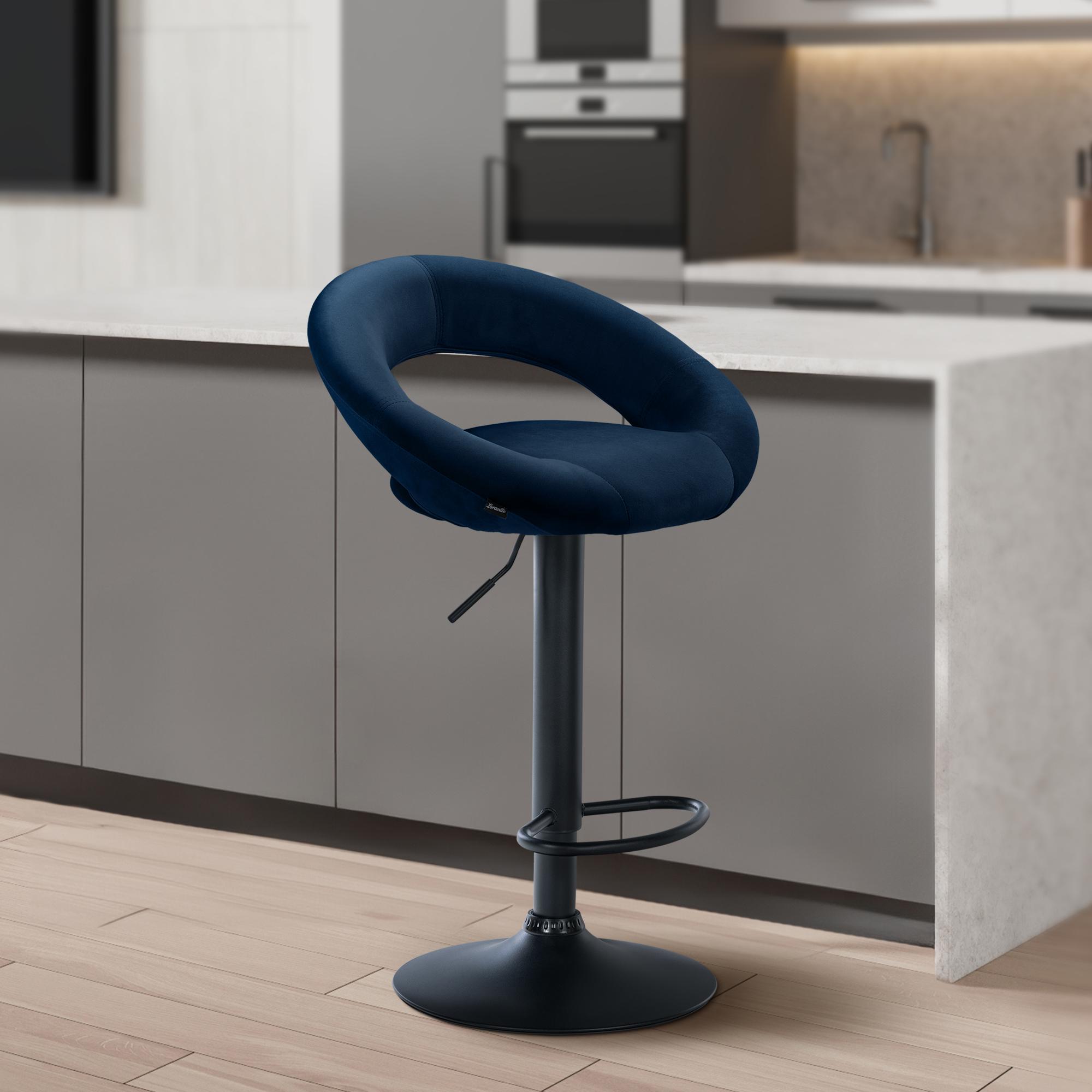Barhocker Olinda Samt schwarz, blau