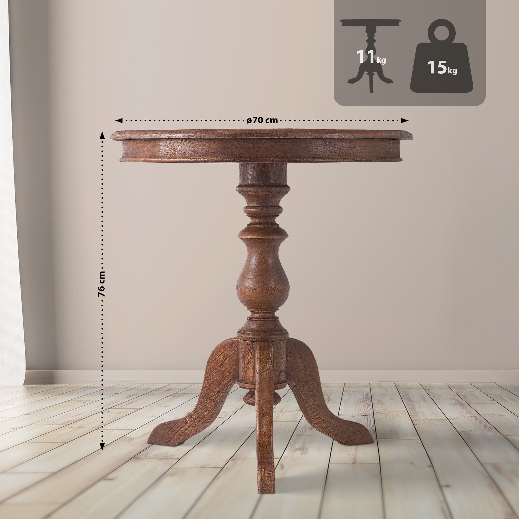 Beistelltisch Wiva 70, braun