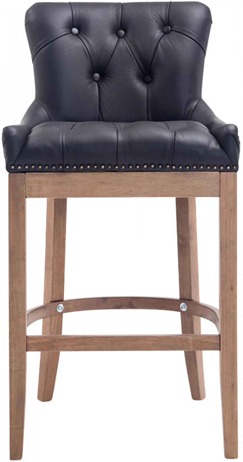 Barhocker Lakewood Echtleder, Antik-hell, schwarz