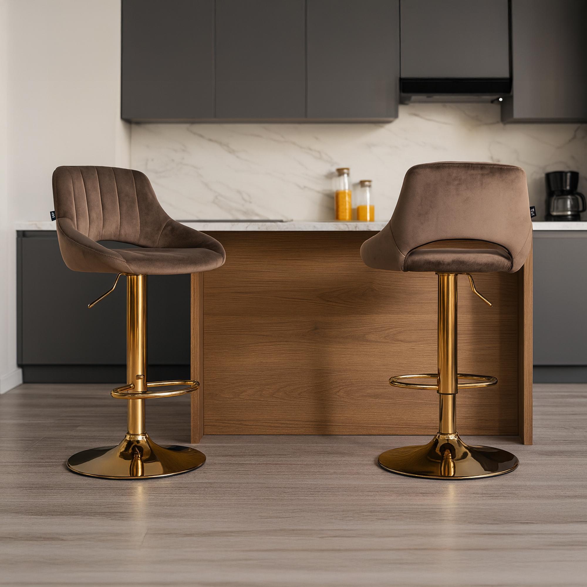 Barhocker Milet Samt gold, braun