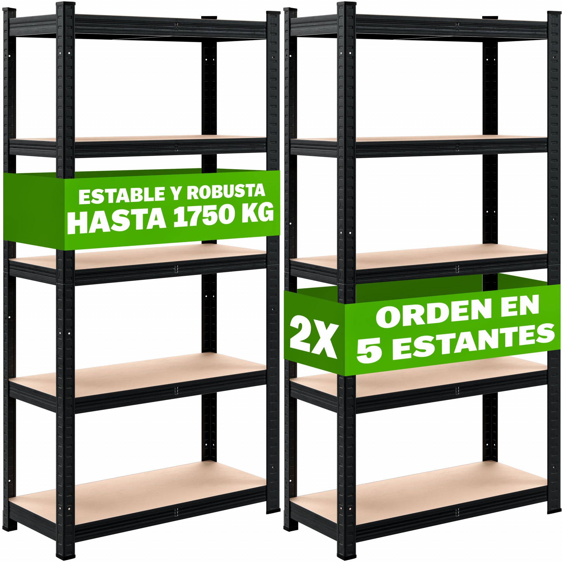 Schwerlastregal 2er-Set Schwarz 180x90x40cm pulverbeschichtet je 875kg