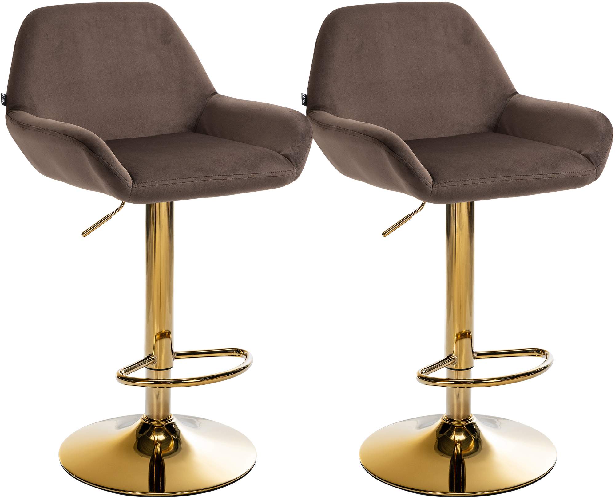 2er Set Barhocker Braga Gold Samt, braun