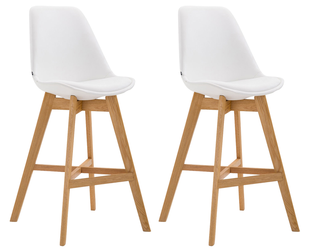 2er Set Barhocker Cannes Kunstleder natura, weiß