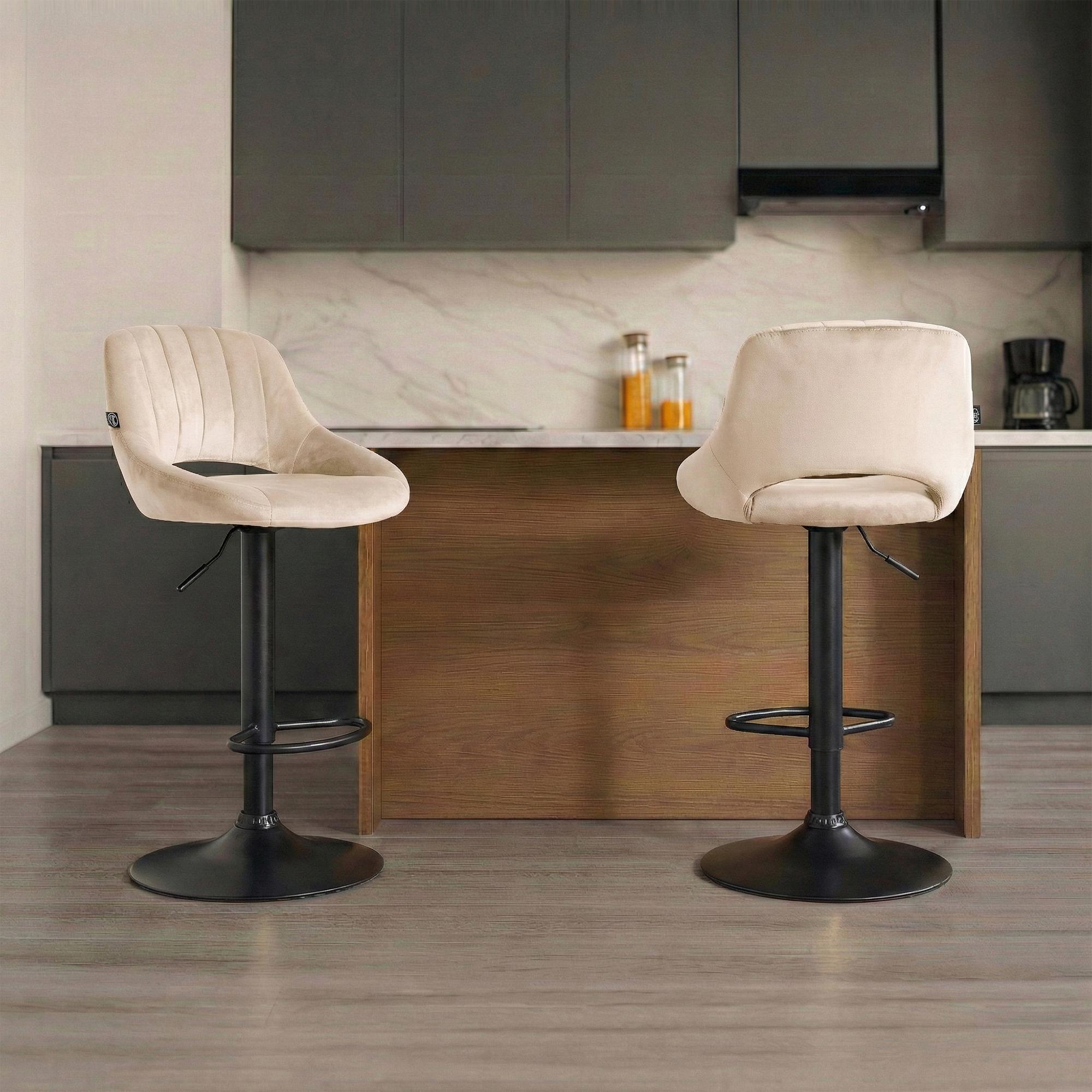 Barhocker Milet Samt schwarz, creme