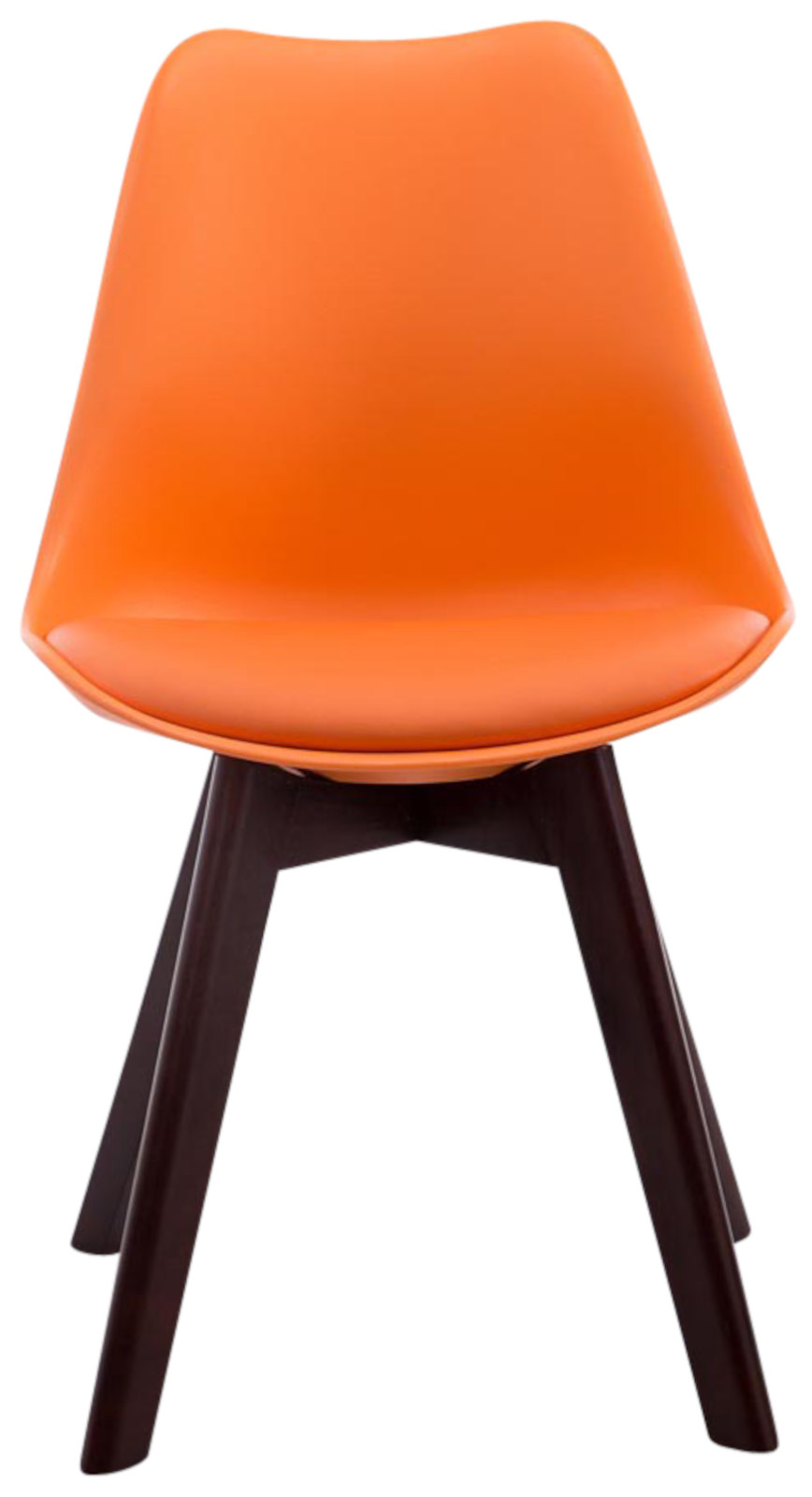4er Set Besucherstühle Borneo V2 Walnuss Kunstleder, orange