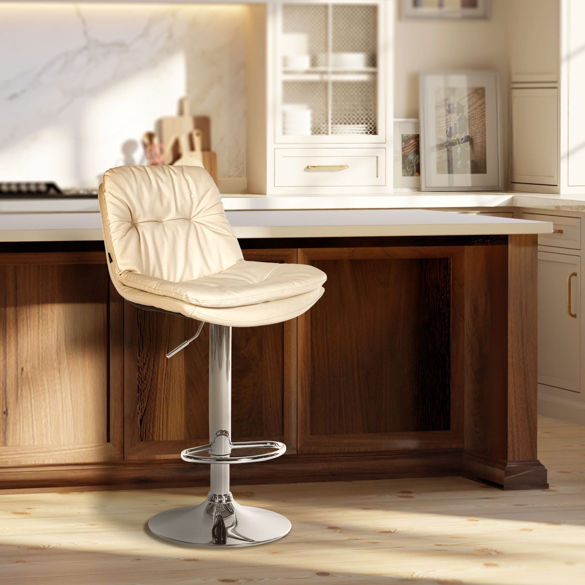 Barhocker Laurel Kunstleder chrom, creme