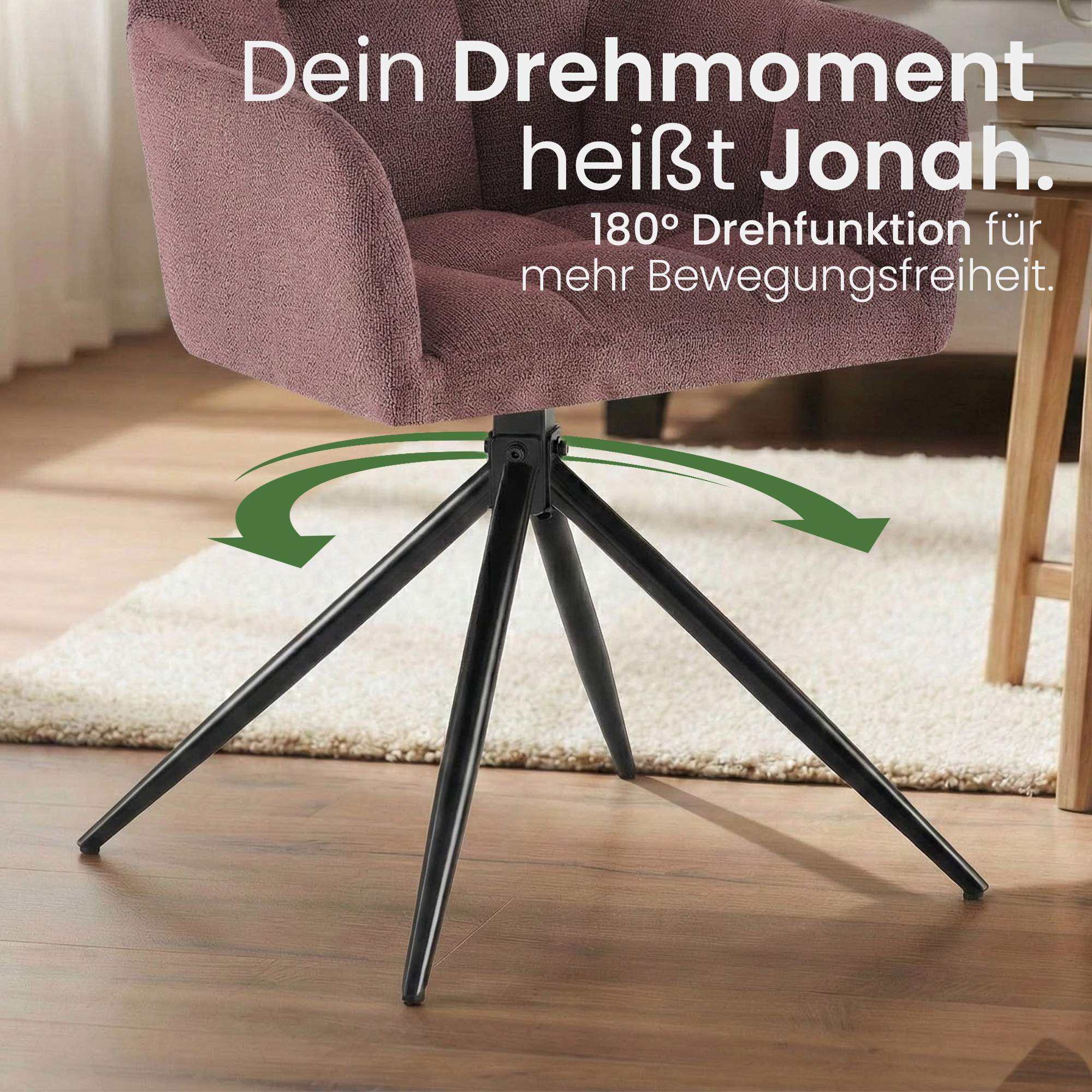 2er Set Esszimmerstuhl Jonah Stoff, rubinrot