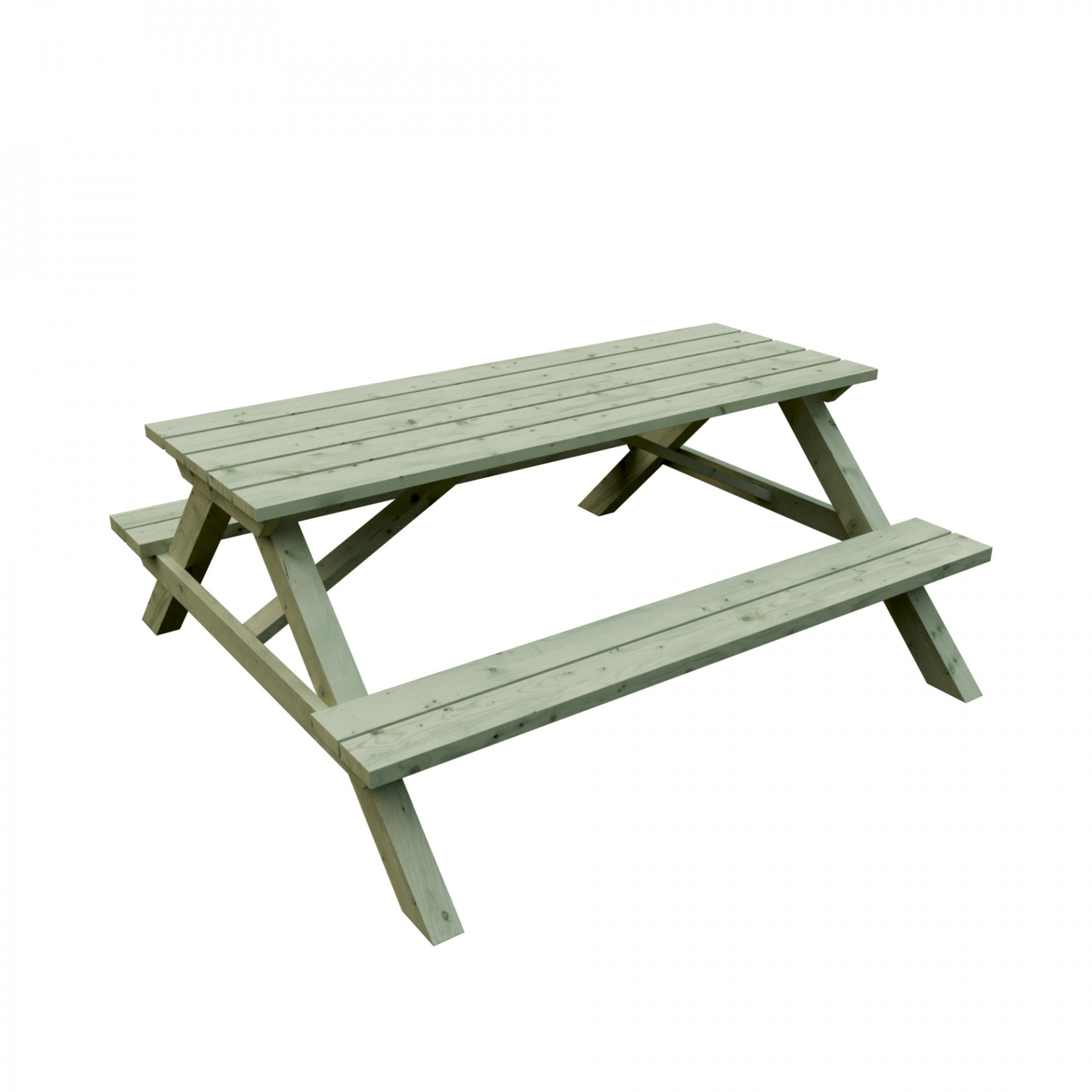ELLA Picknicktisch rechteckig, B 180 x T 170 x H 75 cm, kdi-grün, Sitzbohlen 40 mm stark, Tischbohlen ca. 30 x 120 mm stark