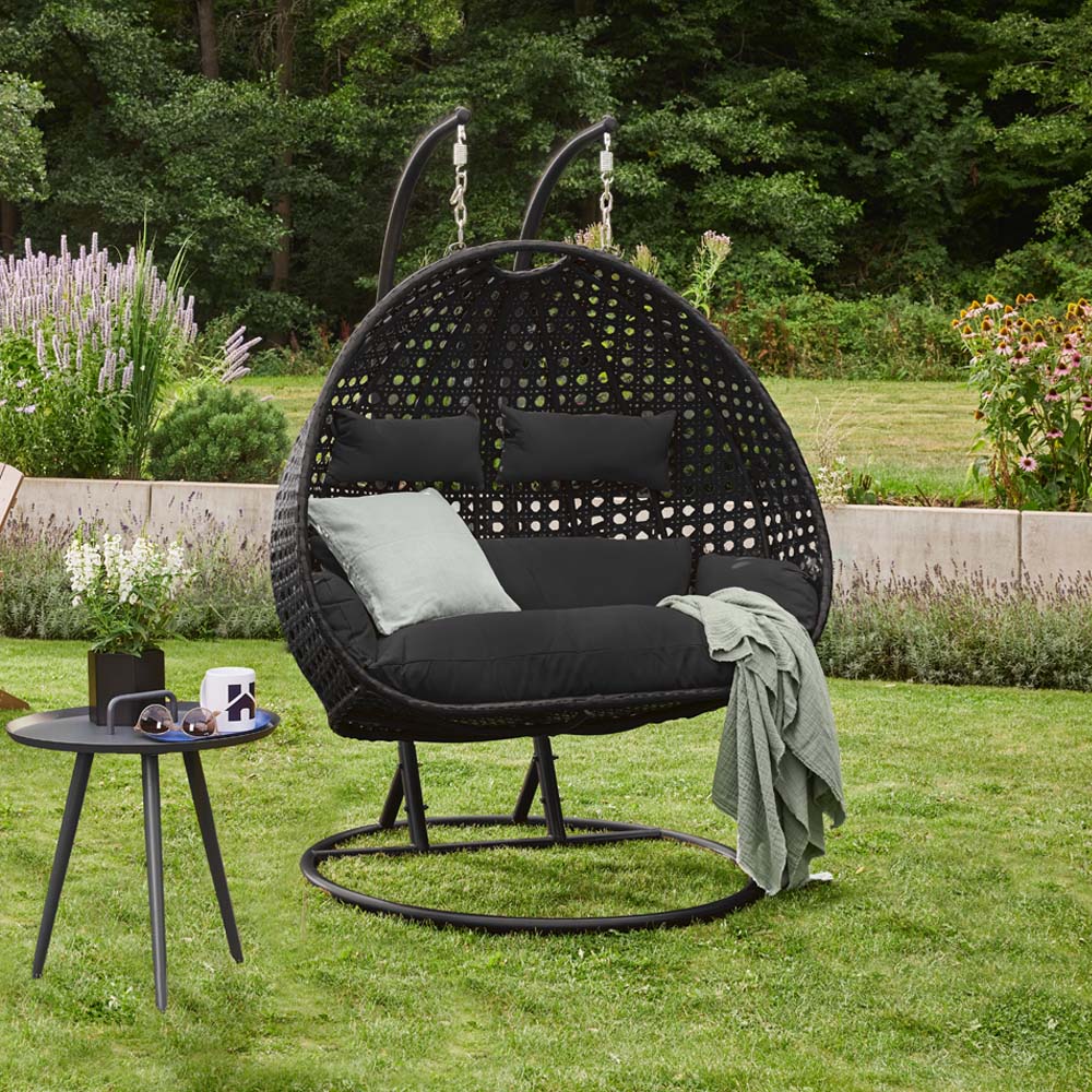Polyrattan Hängesessel TWIN - Schwarz nur Kissen