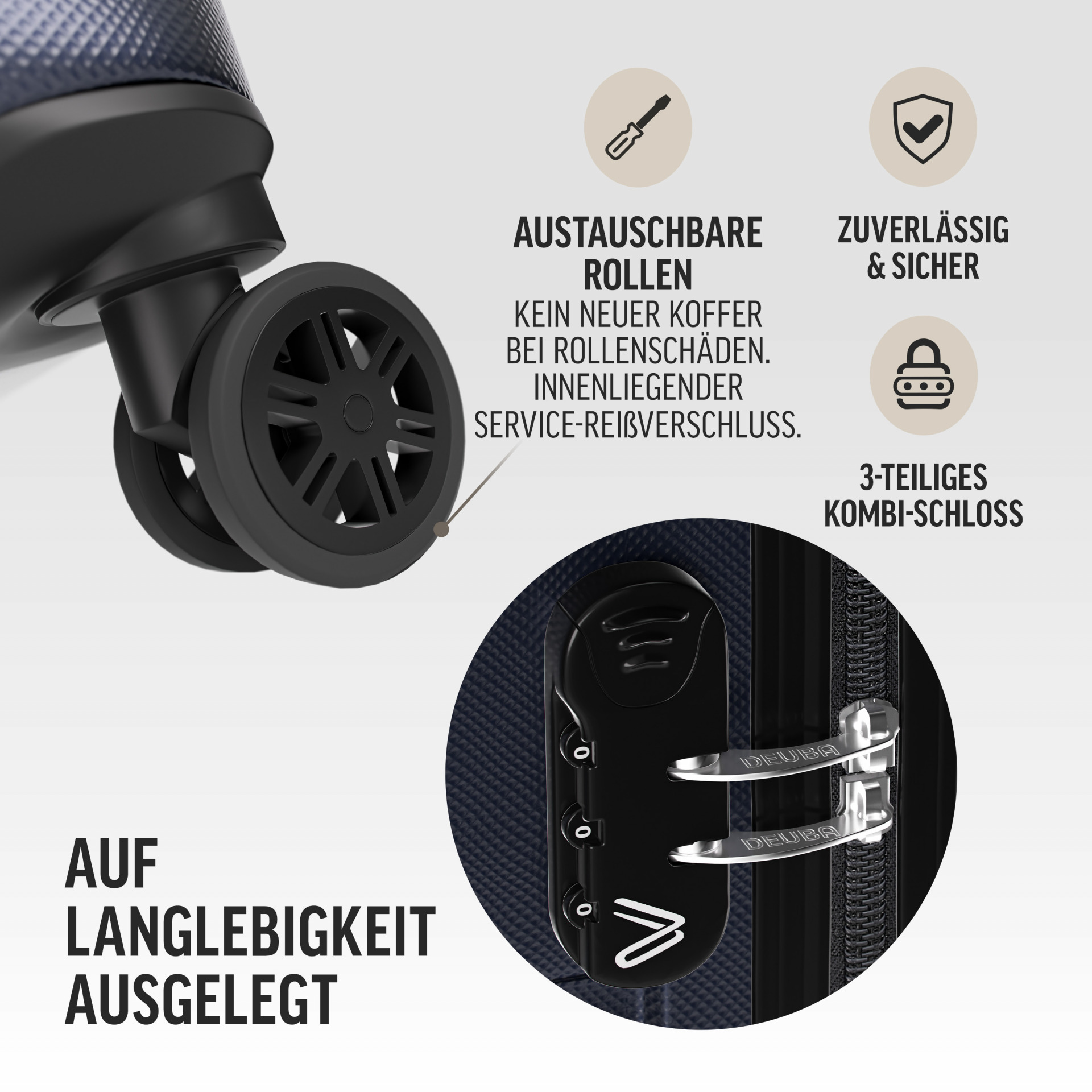 Hartschalenkoffer New York Set 3-tlg Dunkelblau Rollen 360º ABS