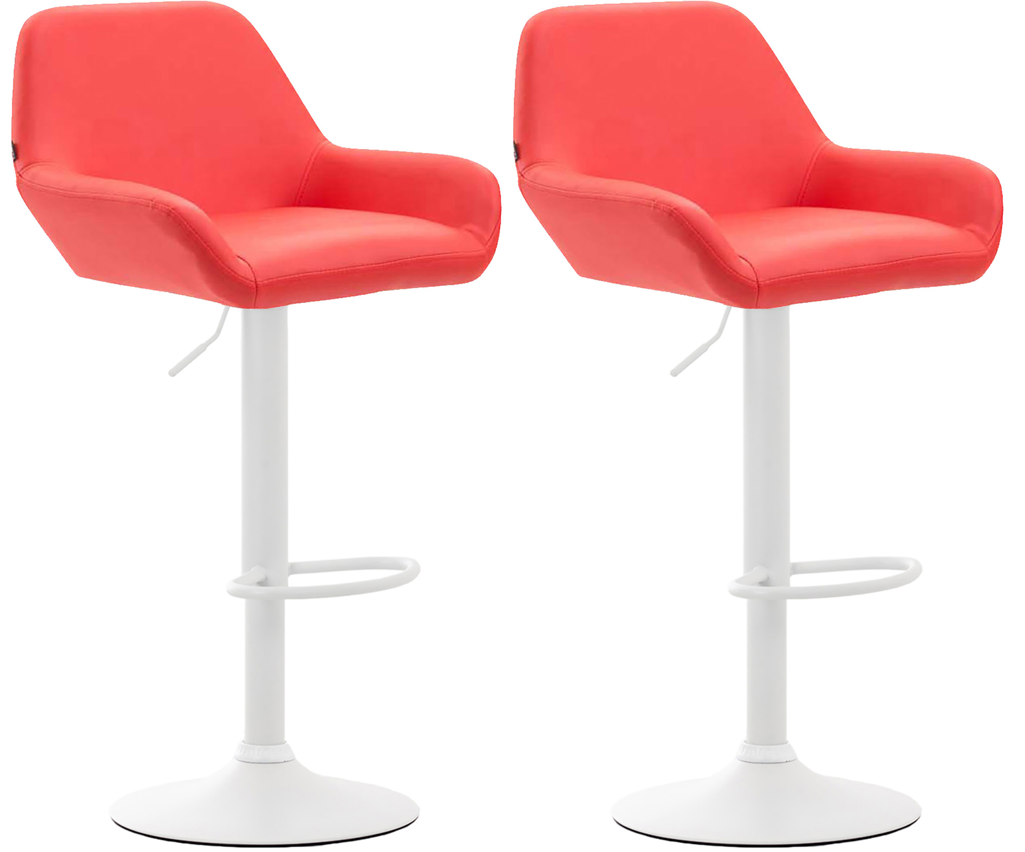 2er Set Barhocker Braga Kunstleder weiß, rot