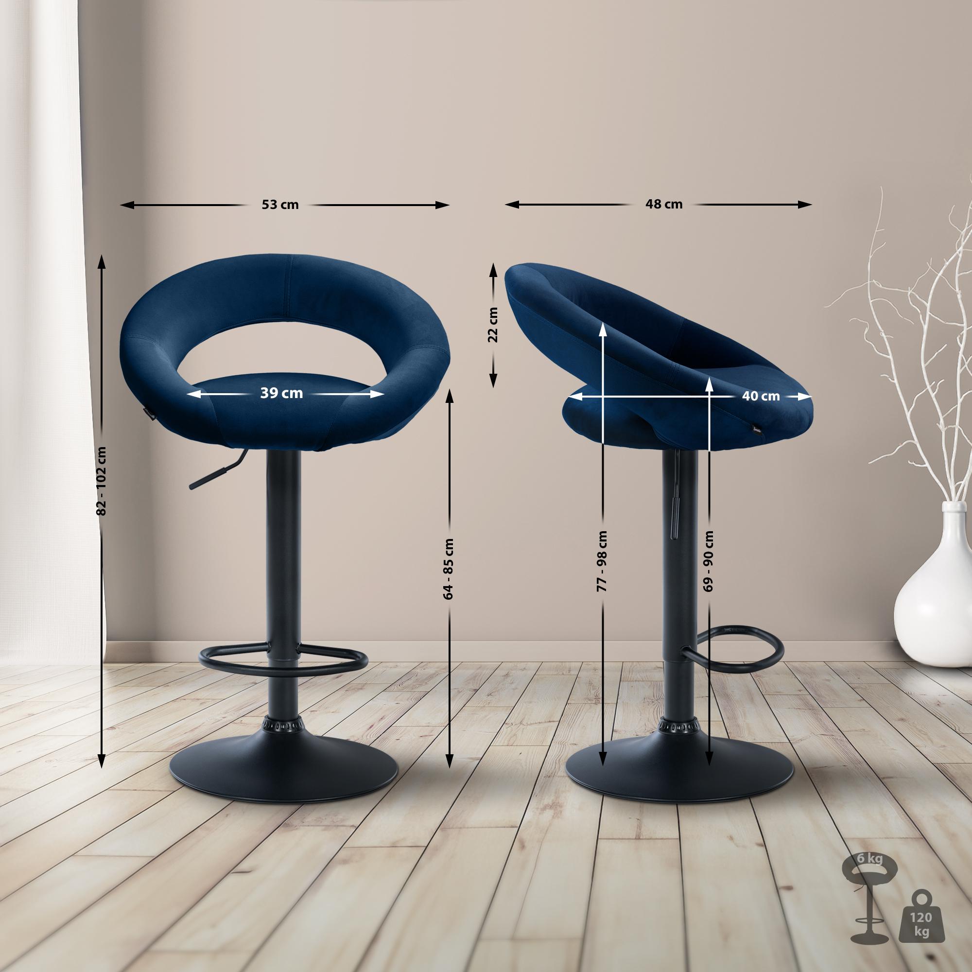 Barhocker Olinda Samt schwarz, blau