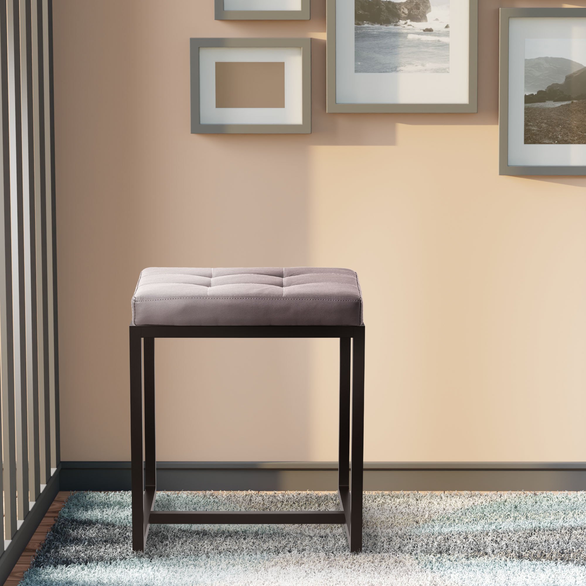 Sitzhocker Barci B Kunstleder, grau