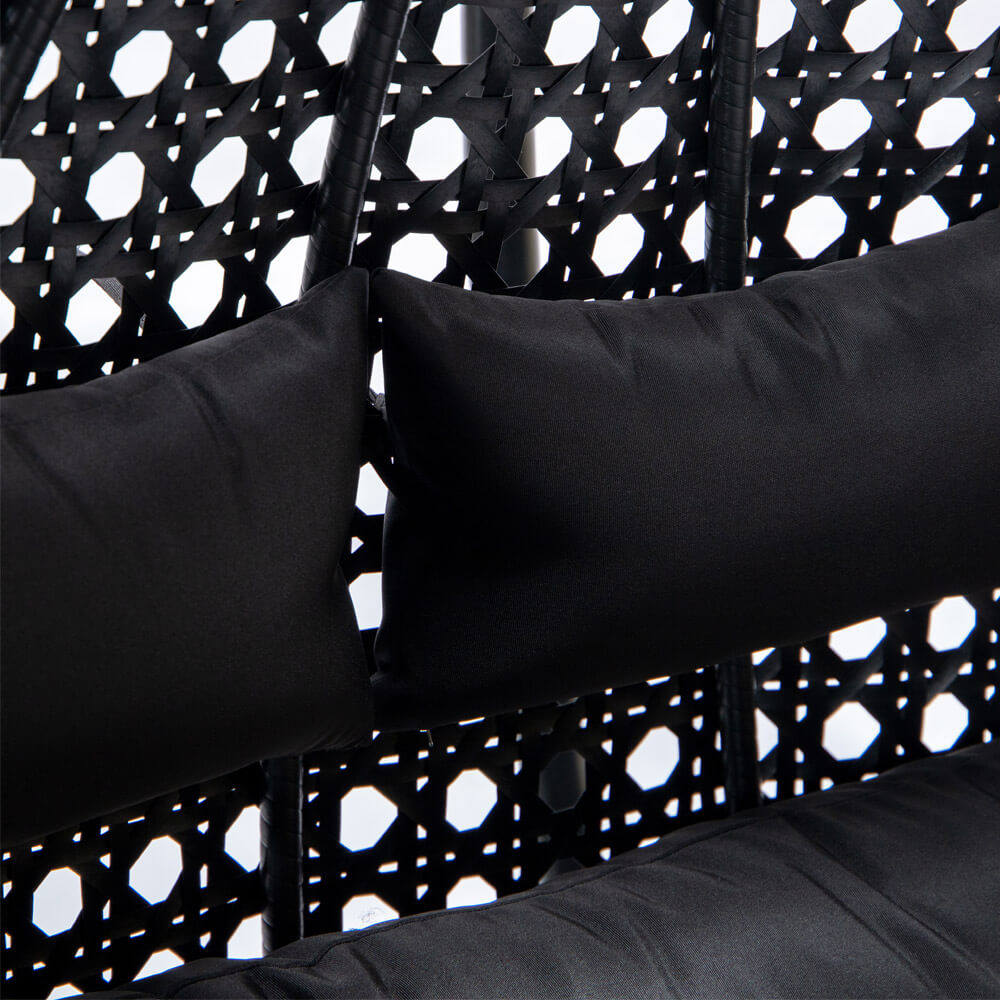 Polyrattan Hängesessel TWIN - Schwarz für 2 Personen